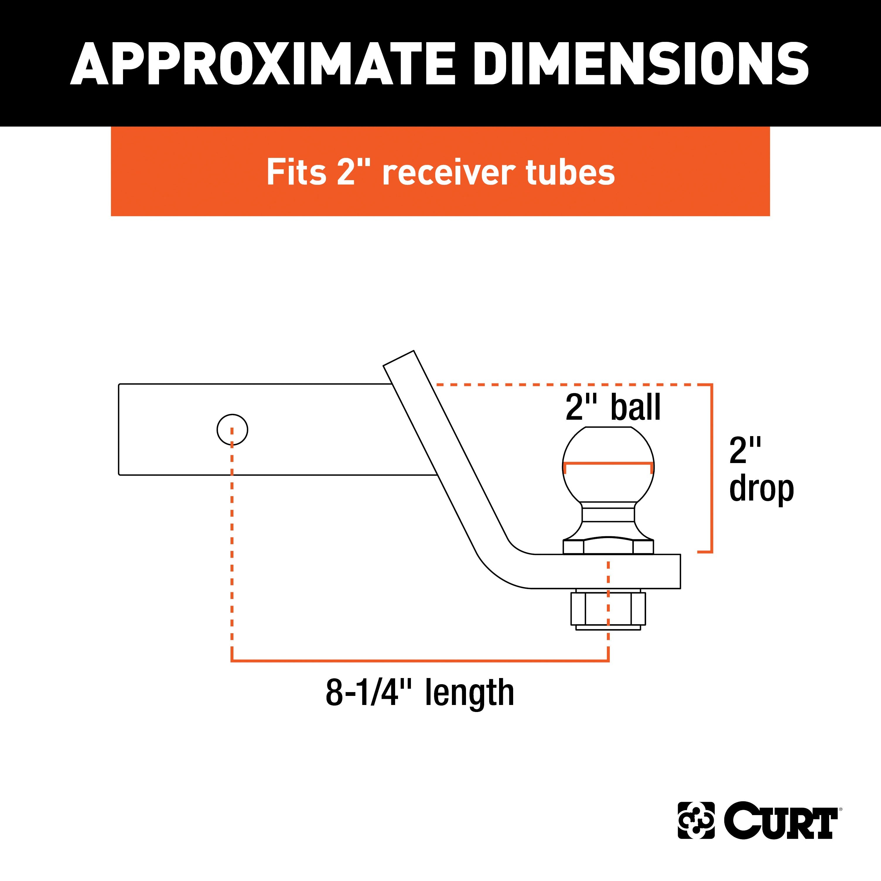 CURT Trailer Hitch Mount, 2-Inch Ball, Lock, Fits 2-In Receiver, 7,500 lbs, 2" Drop, Cap Model 45534