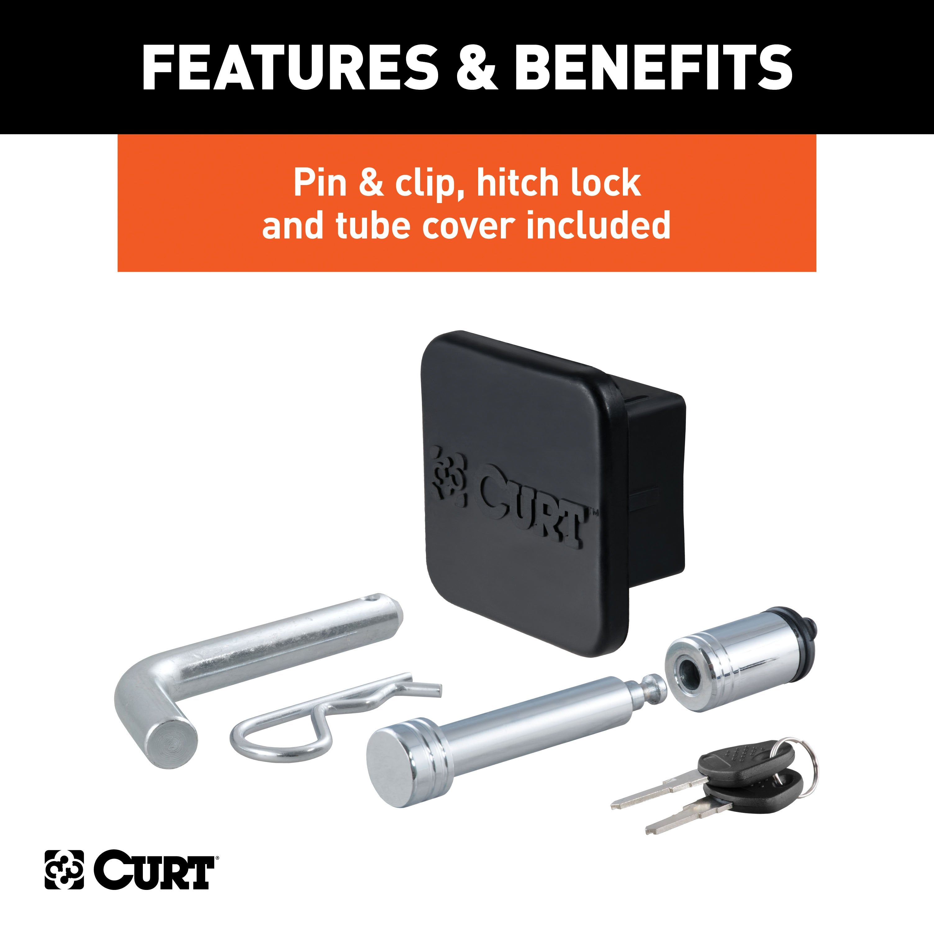 CURT Trailer Hitch Mount, 2-Inch Ball, Lock, Fits 2-In Receiver, 7,500 lbs, 4" Drop, Cap Model 45554