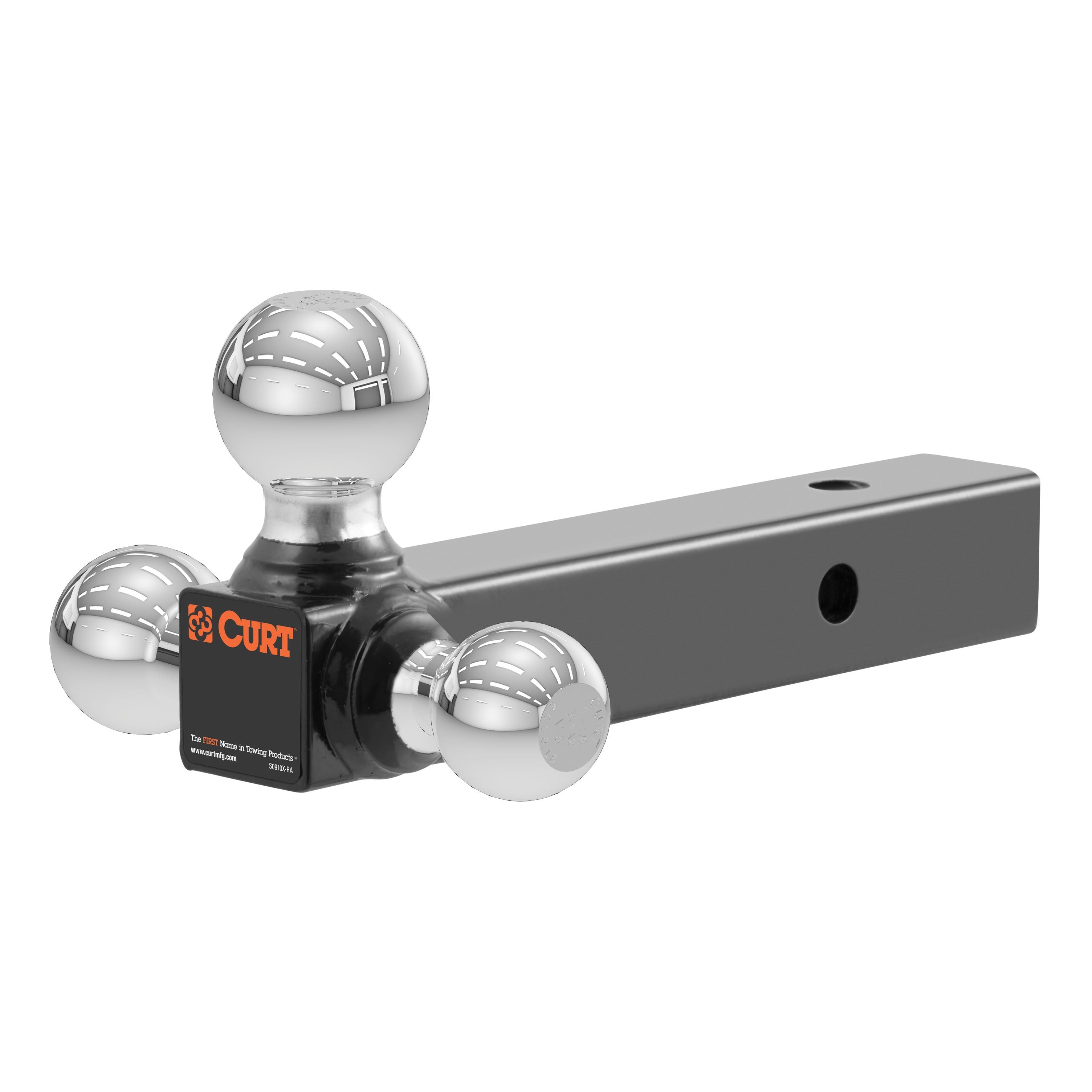 CURT Multi-Ball Trailer Hitch Ball Mount, 1-7/8, 2, 2-5/16-Inch Balls, Fits 2-Inch Receiver, 10,000 lbs Model 45655