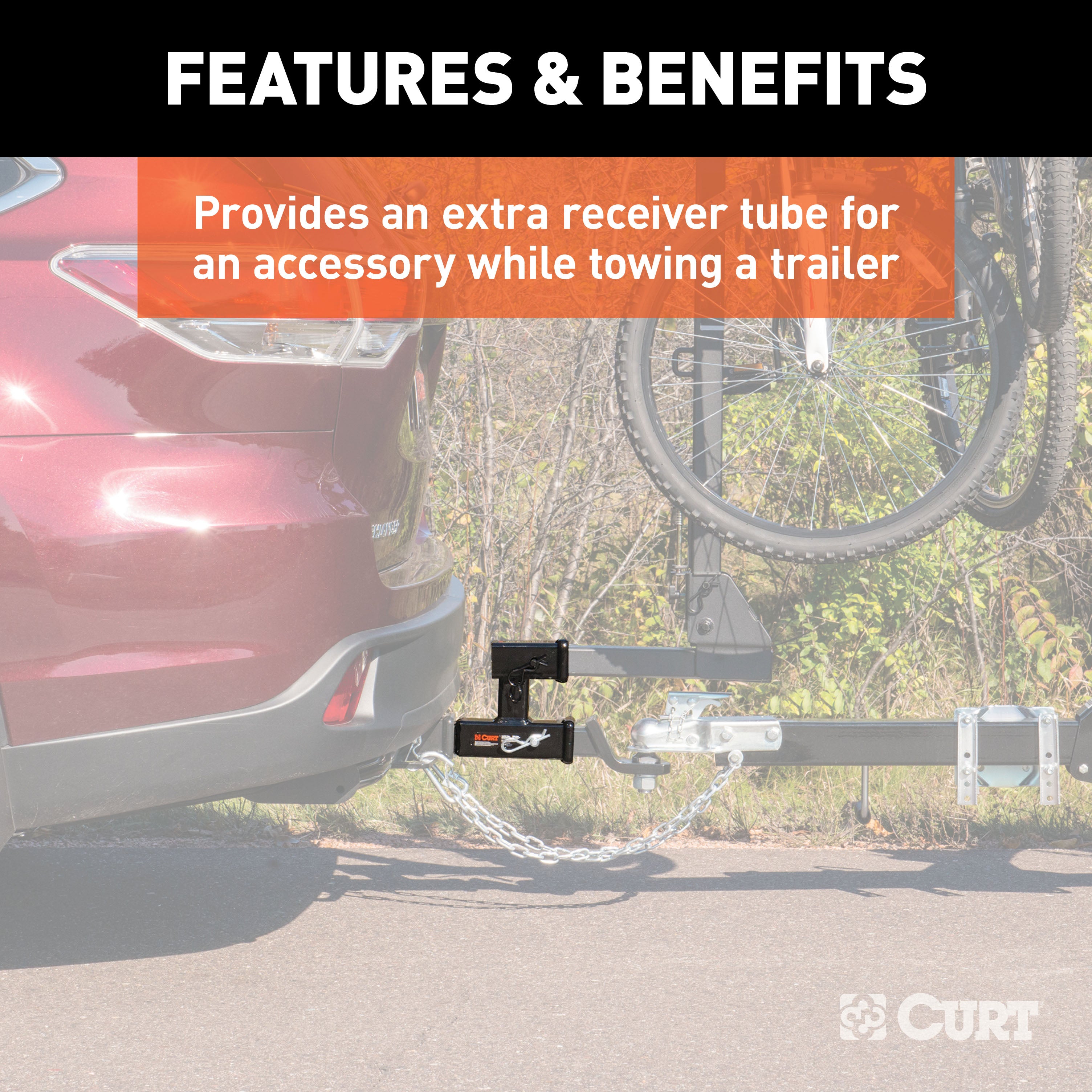CURT Dual Receiver Trailer Hitch Ball Mount, 2-Inch, 3,500 lbs Model 45792