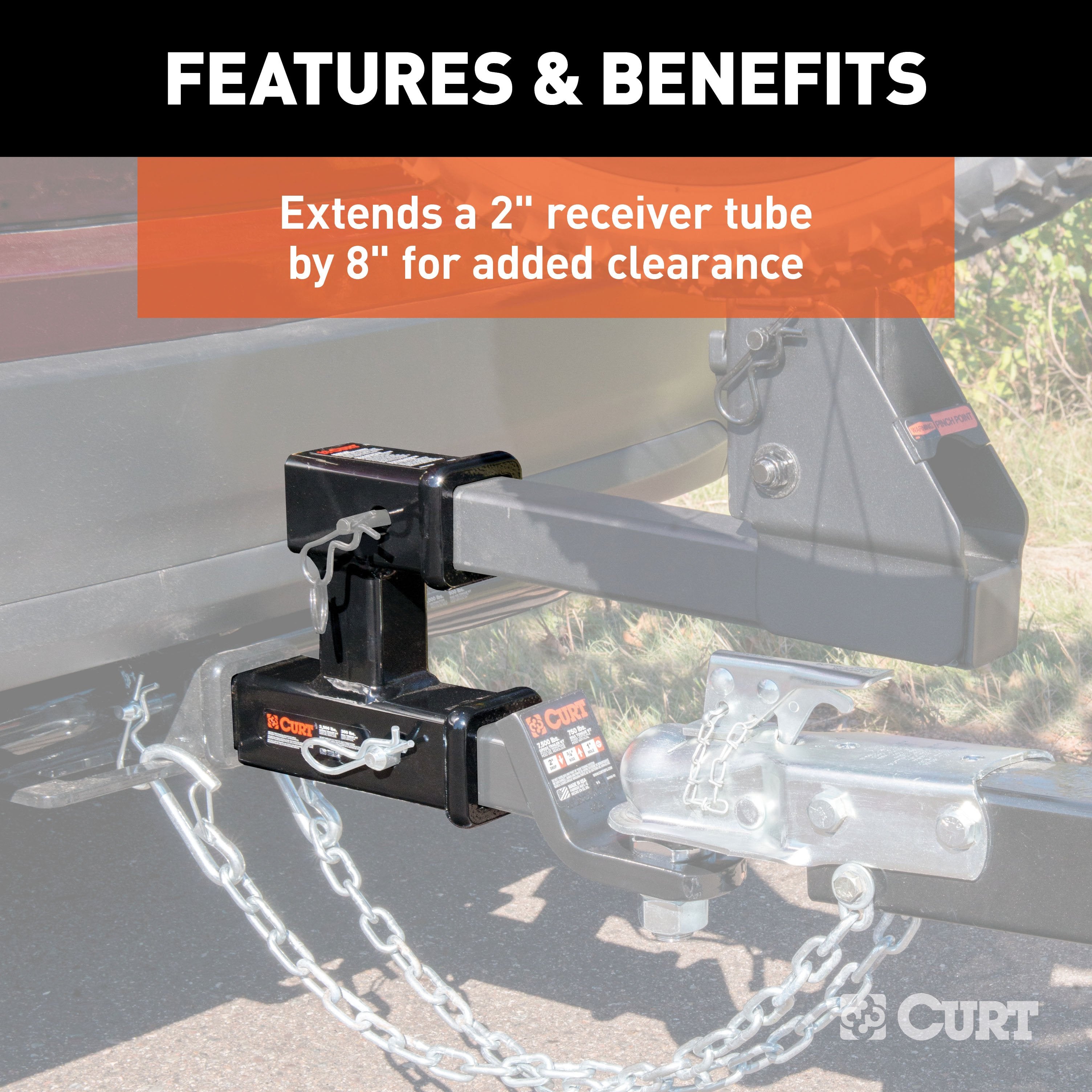 CURT Dual Receiver Trailer Hitch Ball Mount, 2-Inch, 3,500 lbs Model 45792
