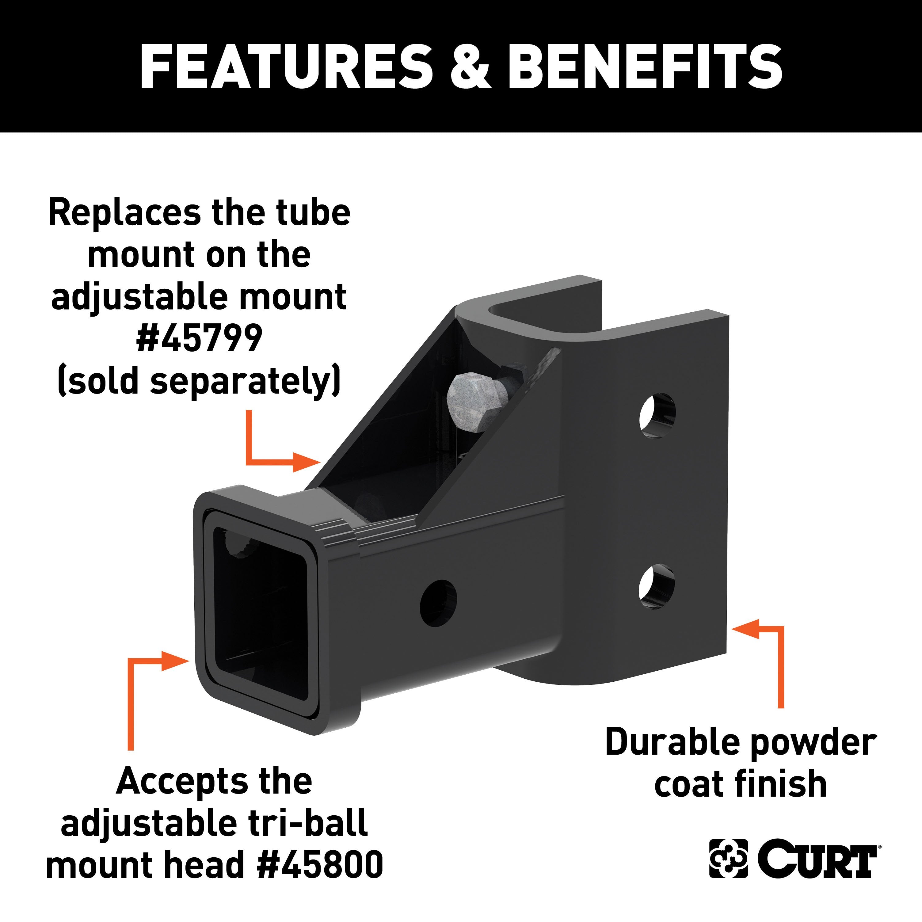 CURT Replacement Adjustable Trailer Hitch Ball Mount Tube Mount for CURT #45799 Model 45802