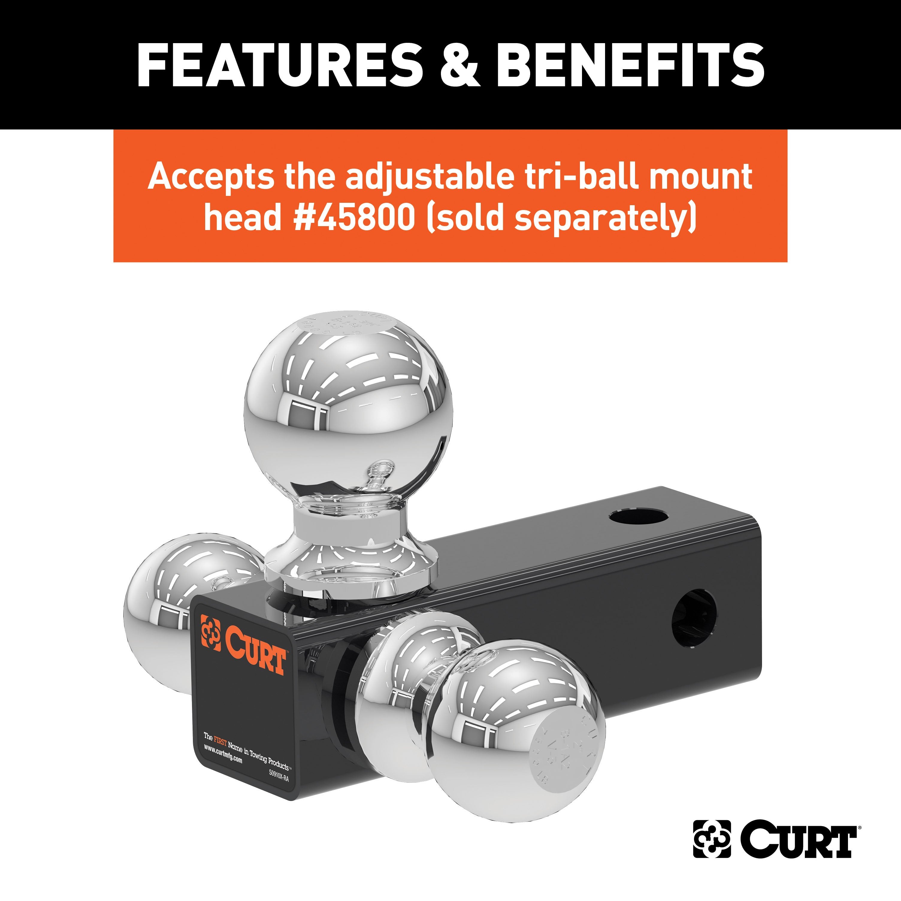 CURT Replacement Adjustable Trailer Hitch Ball Mount Tube Mount for CURT #45799 Model 45802