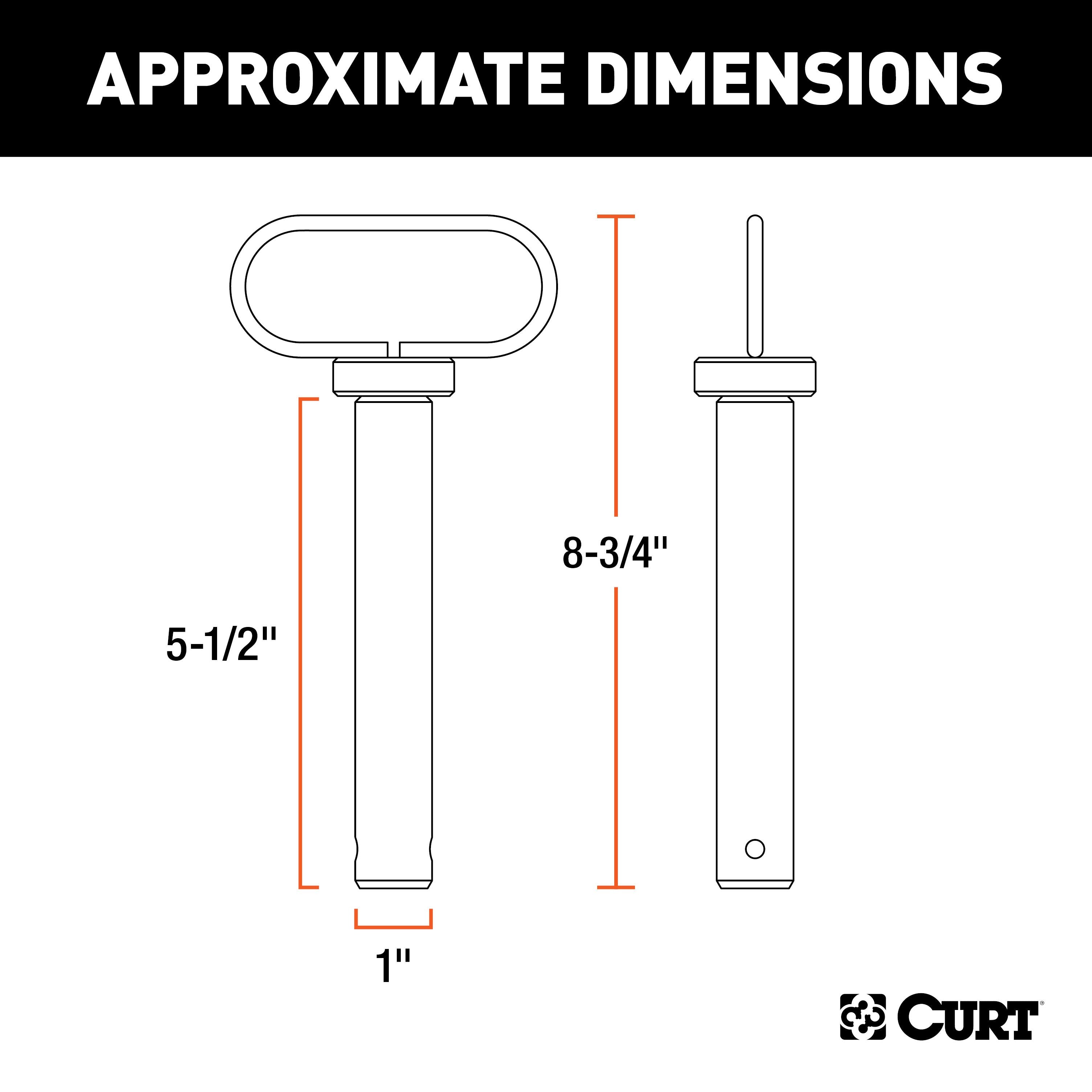 CURT 1 x 5-1/2-Inch Clevis Pin Hitch with Rubber-Coated Handle and Clip Model 45803