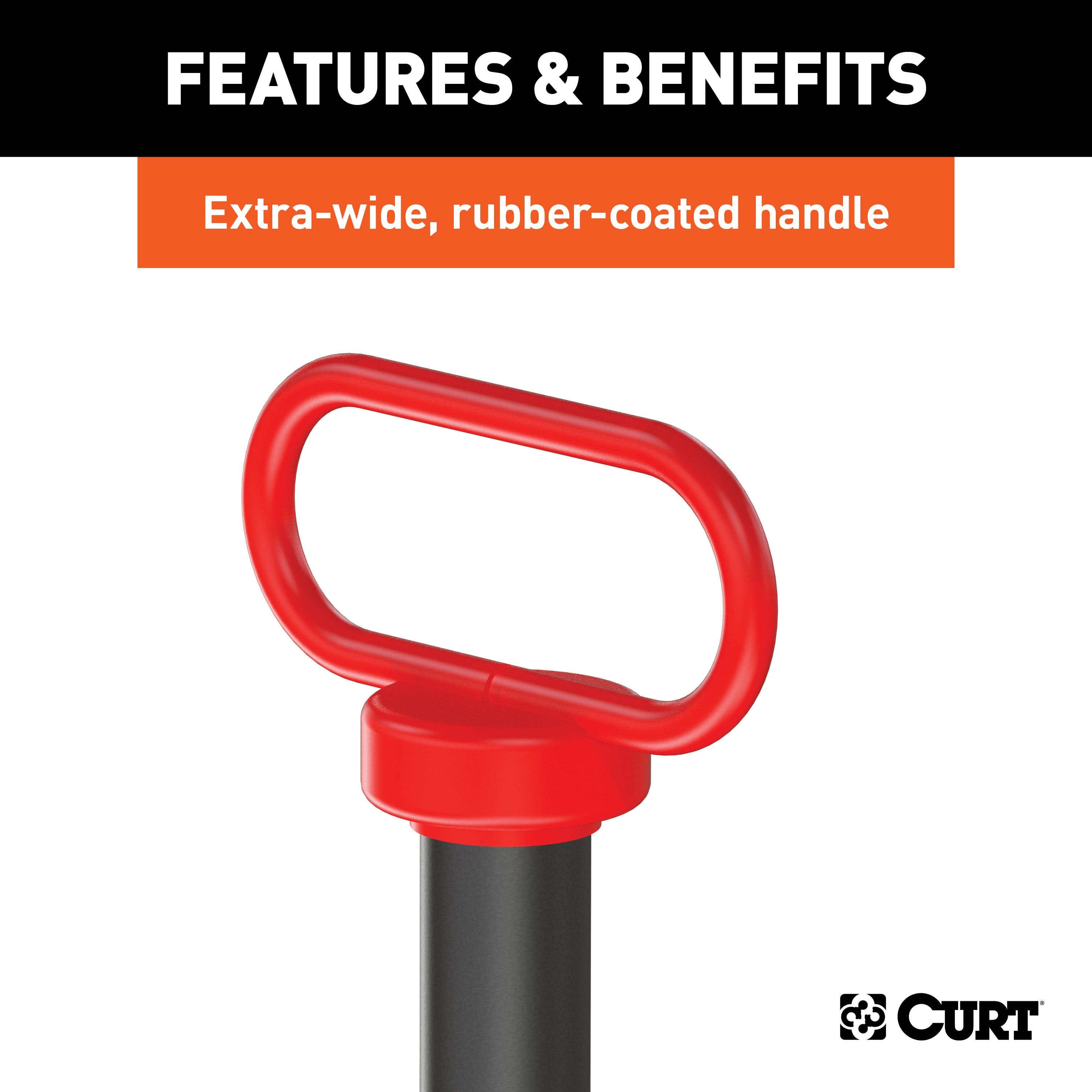 CURT 1 x 5-1/2-Inch Clevis Pin Hitch with Rubber-Coated Handle and Clip Model 45803