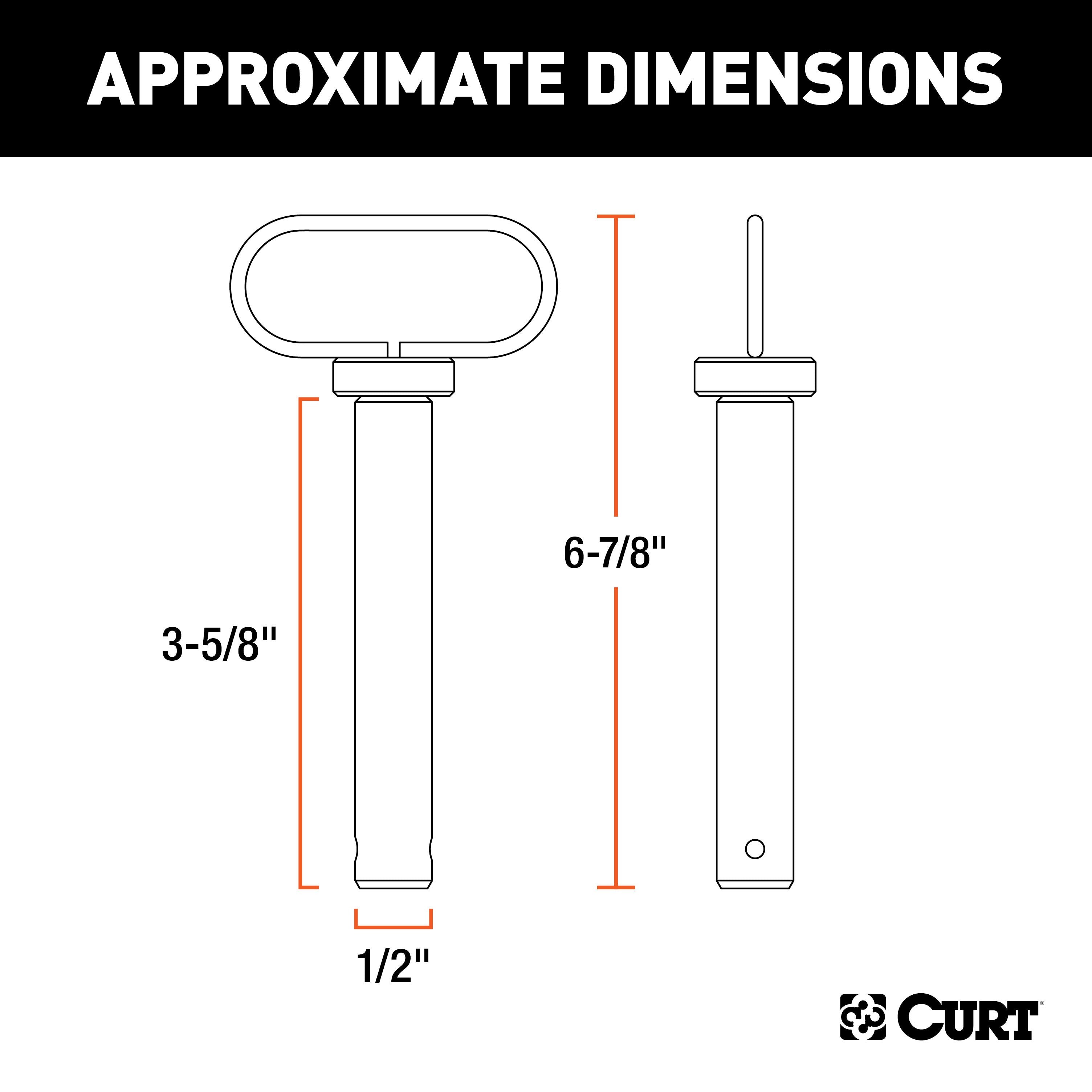 CURT 1/2 x 3-5/8-Inch Clevis Pin Hitch with Rubber-Coated Handle and Clip Model 45805