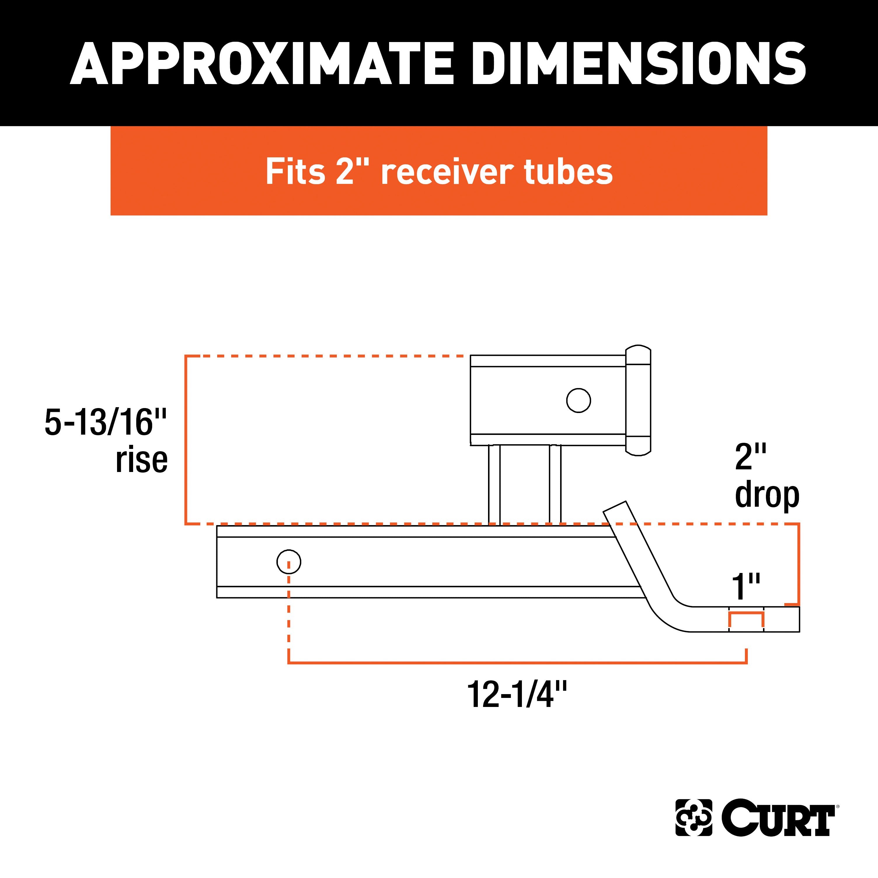 CURT Trailer Hitch Ball Mount, 2-Inch Receivers, 7,500 lbs, 1-Inch Hole, 2-In Drop Model 45810