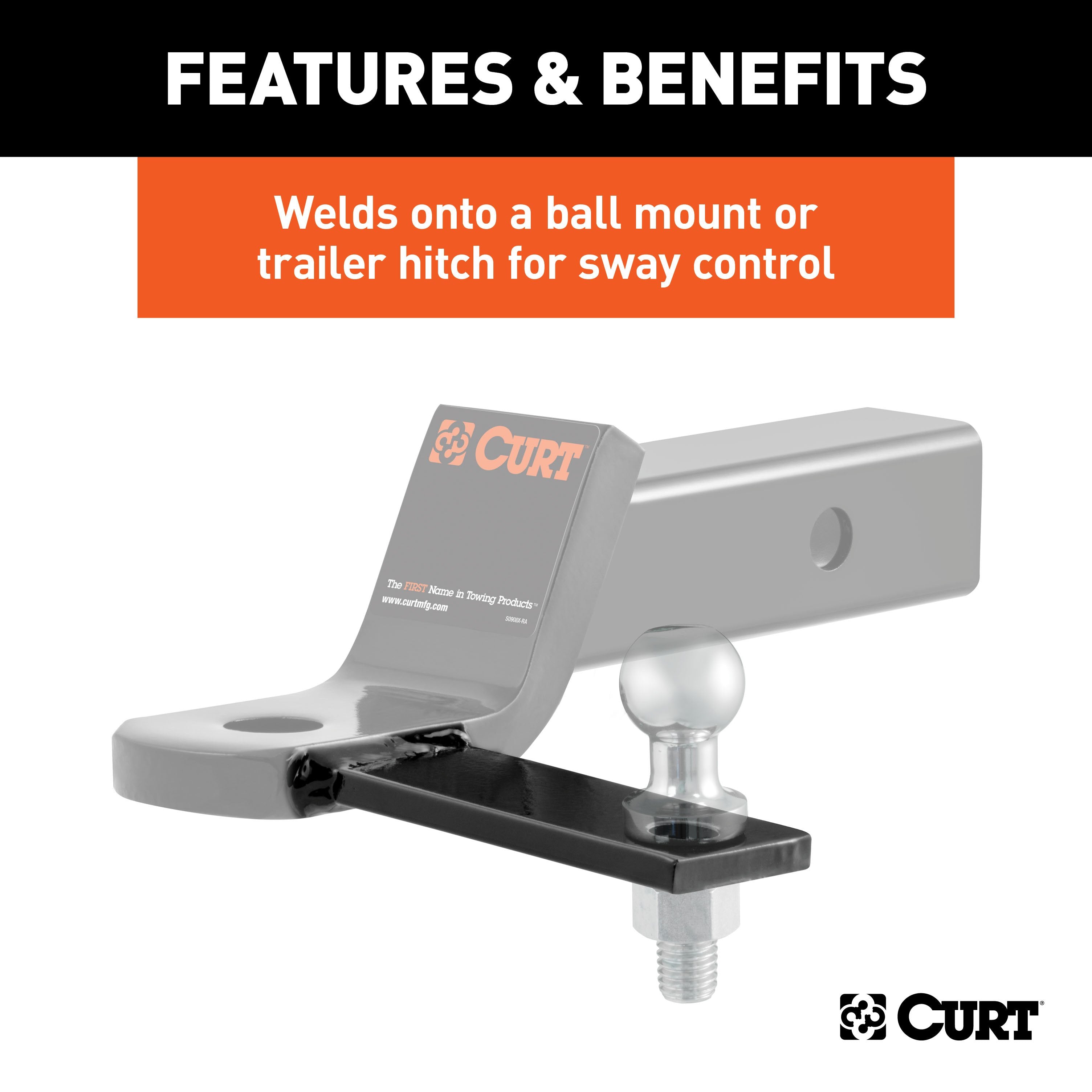 CURT Weld-On Anti-Sway Trailer Hitch Bar, 5/8-Inch Ball Hole Model 45822