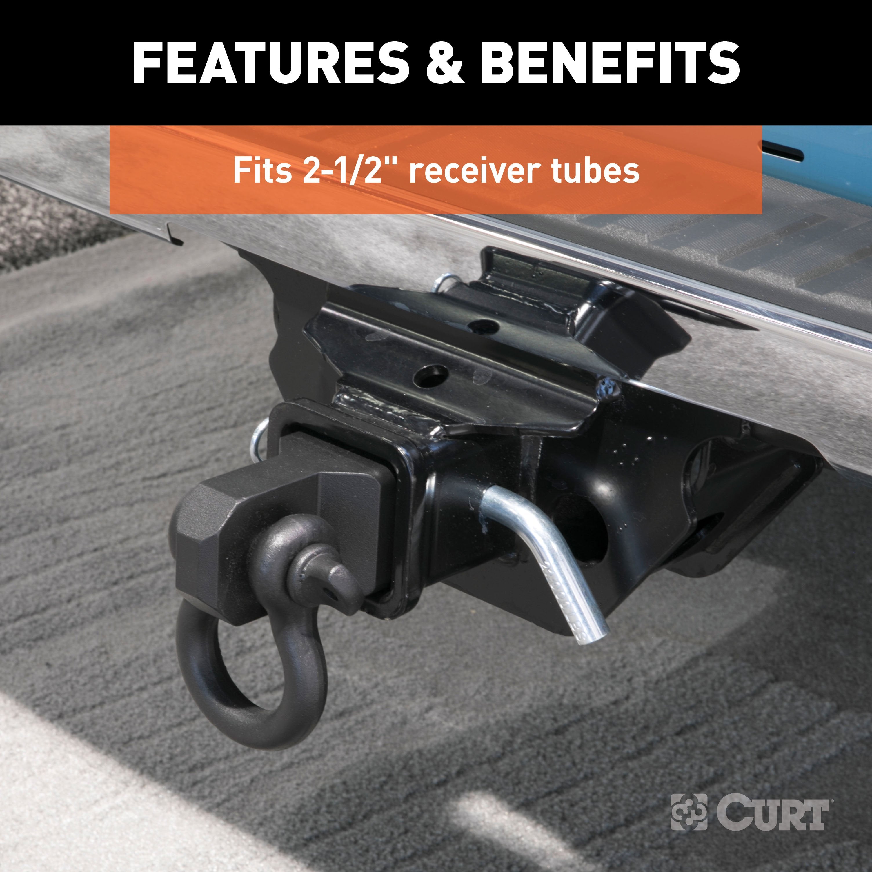 CURT D-Ring Shackle Mount Trailer Hitch, Fits 2-1/2-Inch Receiver, 13,000 lbs Model 45831