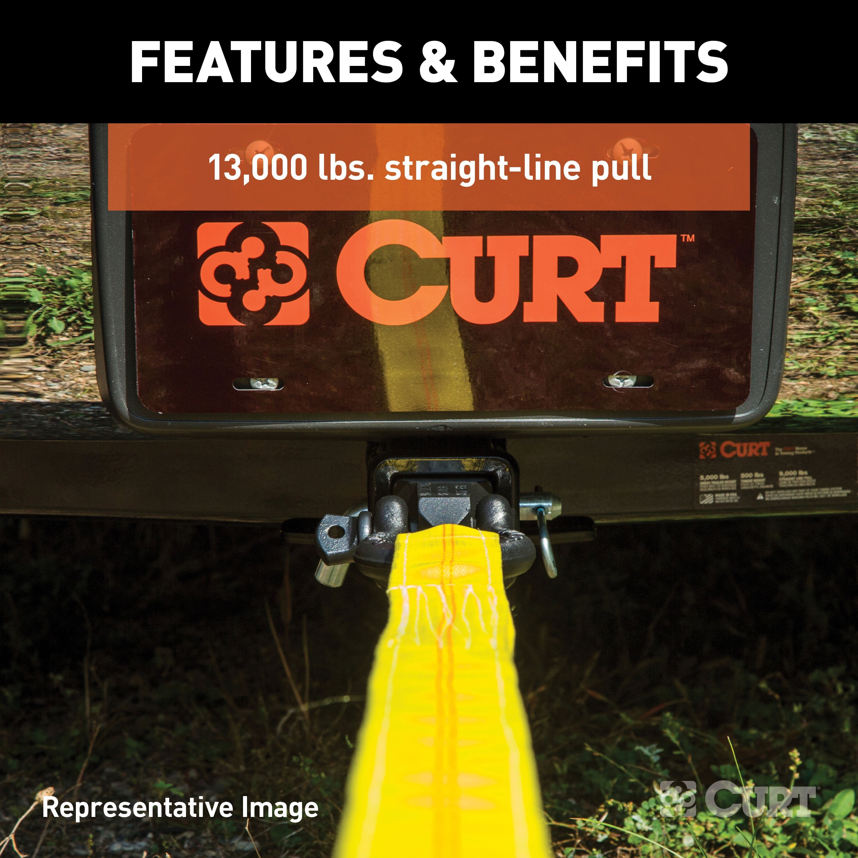 CURT D-Ring Shackle Mount Trailer Hitch, Fits 2-1/2-Inch Receiver, 13,000 lbs Model 45831