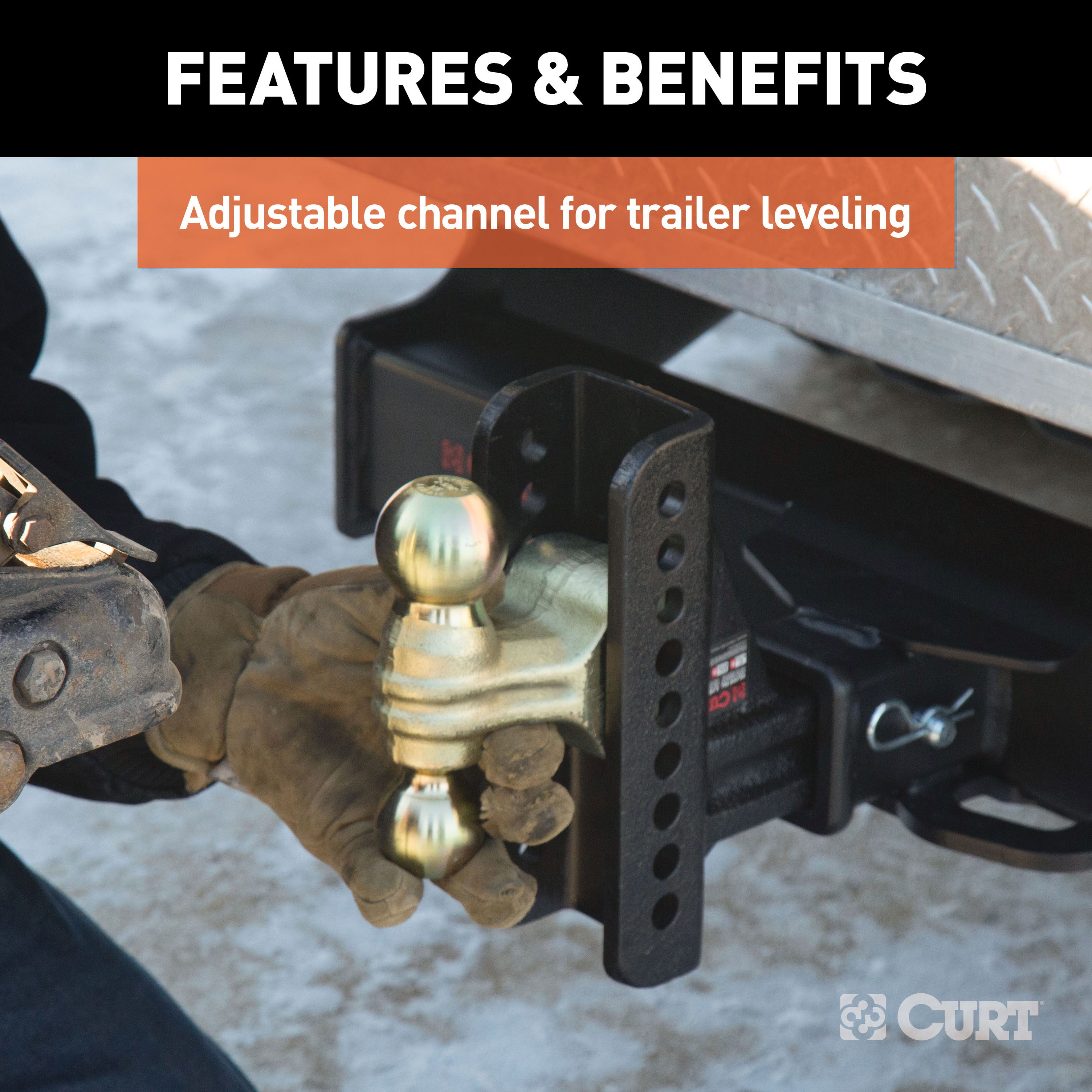 CURT Adjustable Trailer Hitch Ball Mount, 2-1/2-Inch Receiver, 6-Inch Drop, 2 and 2-5/16-Inch Balls, 20,000 lbs Model 45902