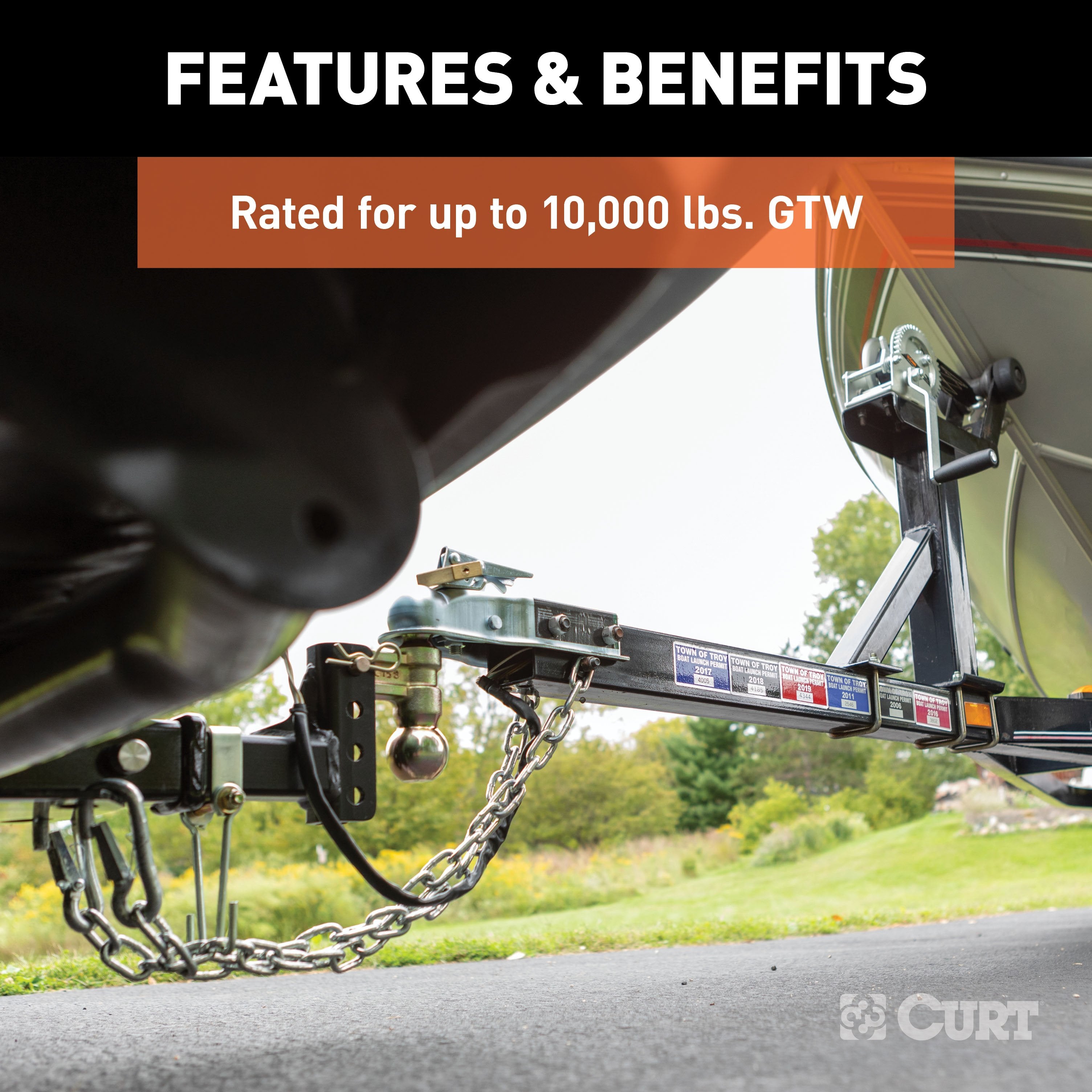 CURT Slim Adjustable Trailer Hitch Ball Mount, Fits 2-Inch Receiver, 3-3/4-In Drop, 2 or 2-5/16-Inch Balls, 10,000 Pounds Model 45903