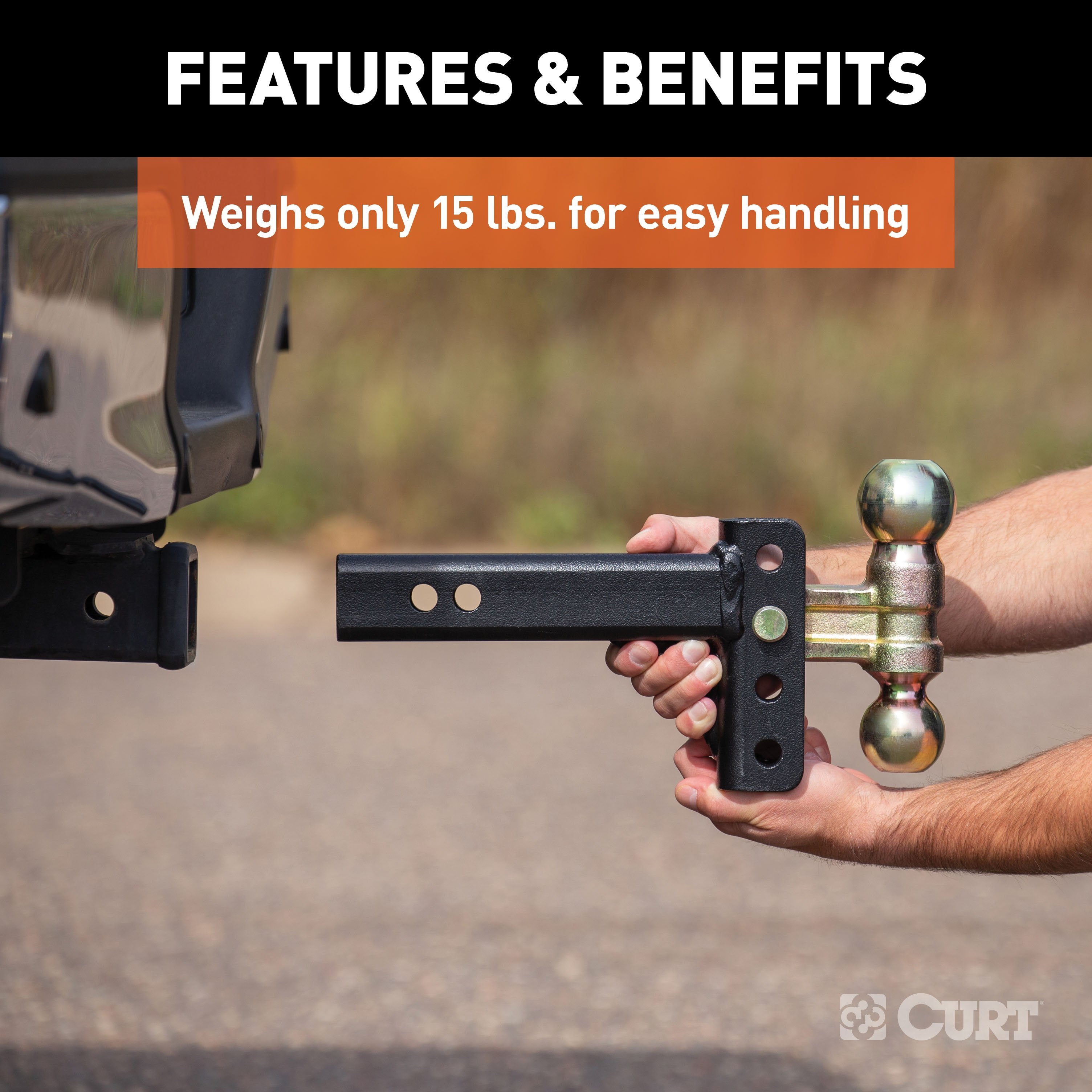 CURT Slim Adjustable Trailer Hitch Ball Mount, Fits 2-Inch Receiver, 3-3/4-In Drop, 2 or 2-5/16-Inch Balls, 10,000 Pounds Model 45903
