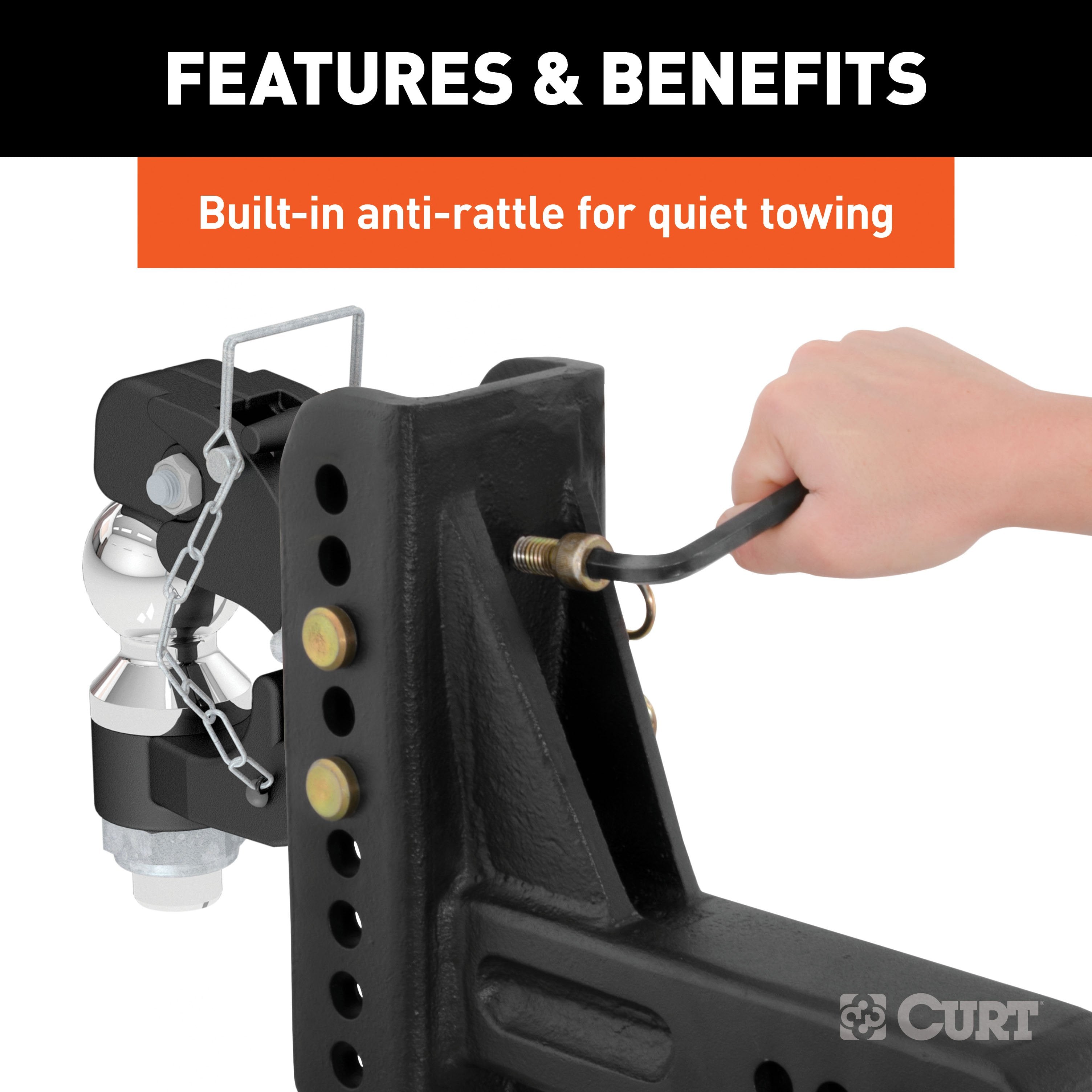 CURT Adjustable Pintle Hitch Combination, 2-1/2-Inch Receiver, 6-Inch Drop, 2-5/16-Inch Ball, 20,000 lbs Model 45908