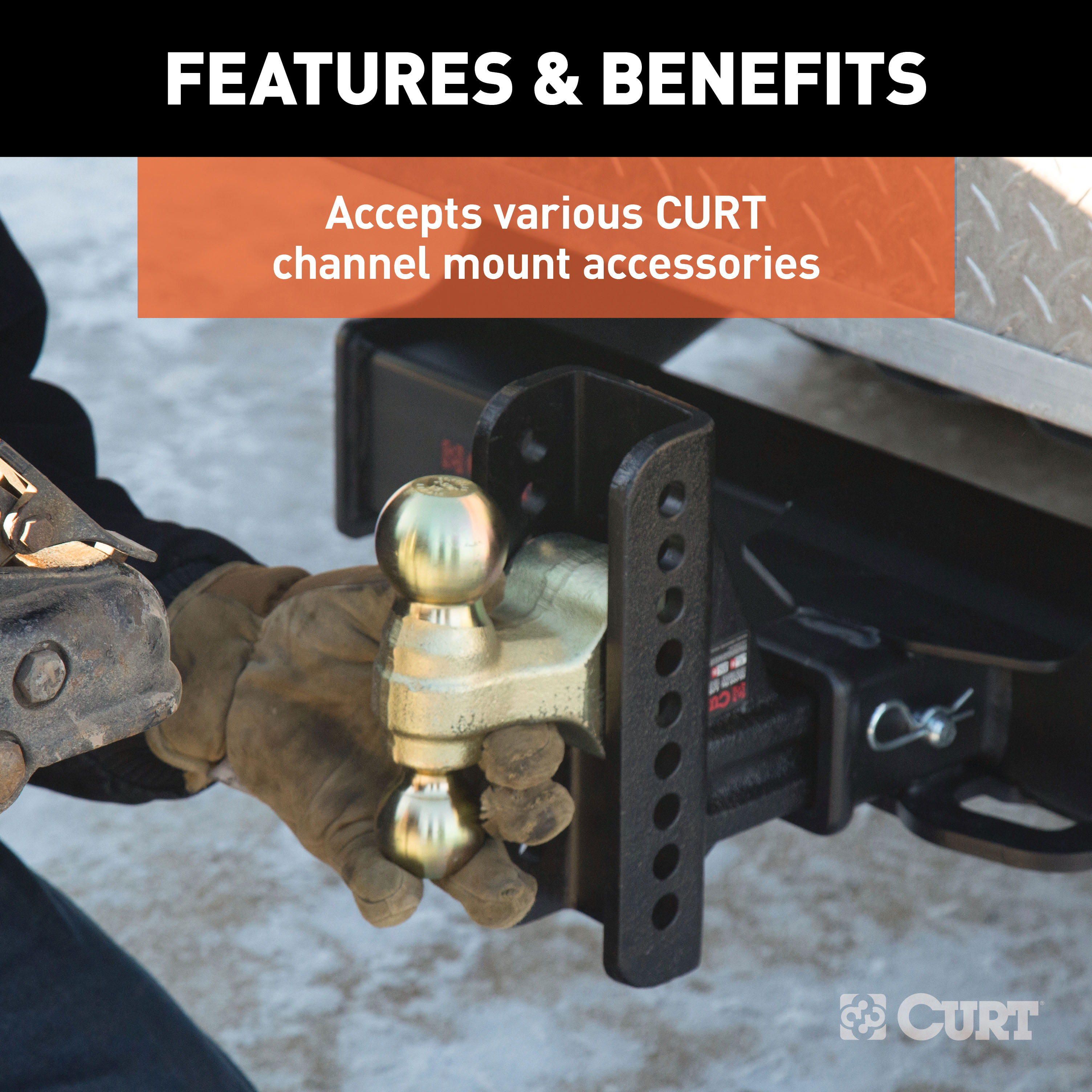 CURT Adjustable Pintle Hitch Combination, 2-1/2-Inch Receiver, 6-Inch Drop, 2-5/16-Inch Ball, 20,000 lbs Model 45908