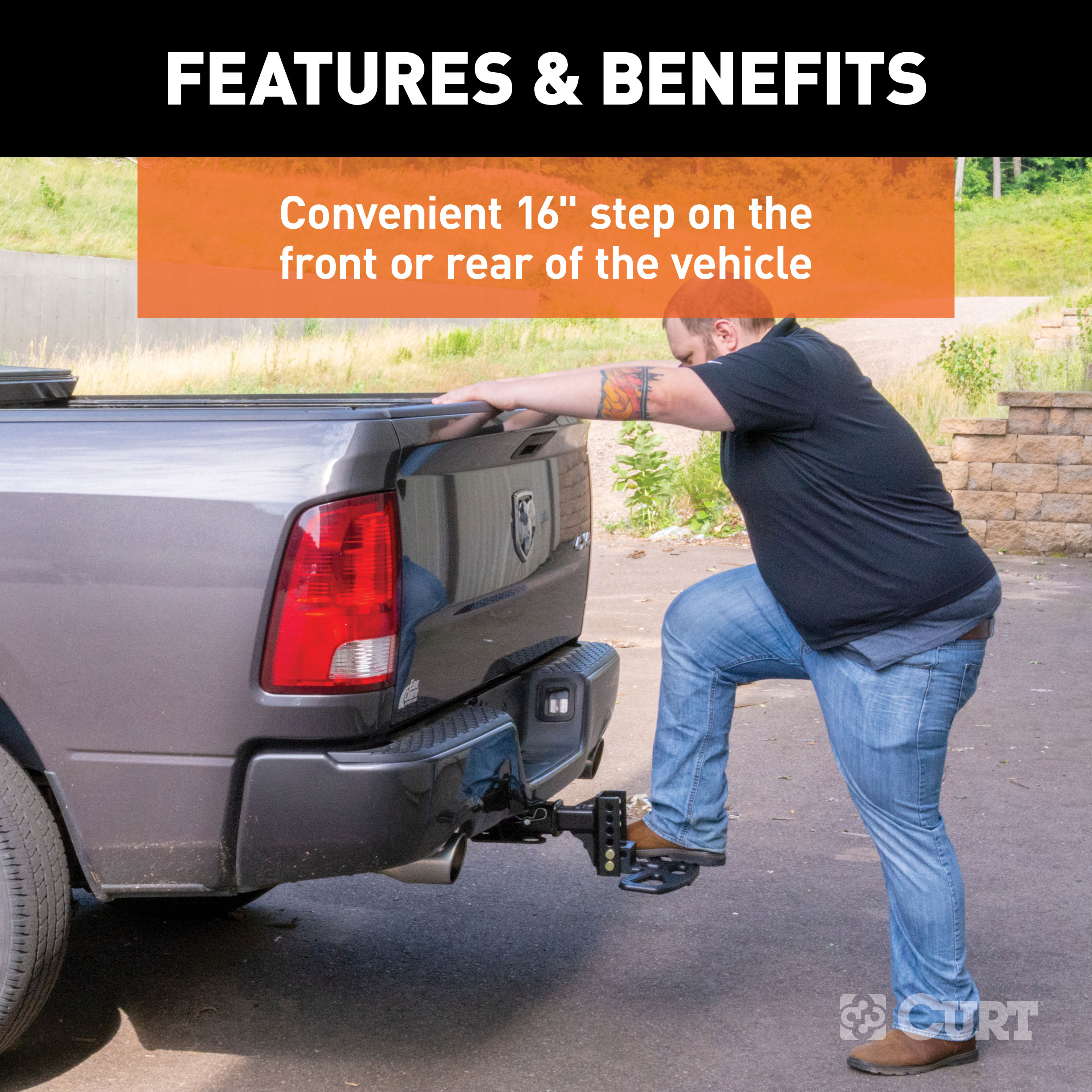 CURT Folding Hitch Step for Adjustable Channel Mount Model 45909