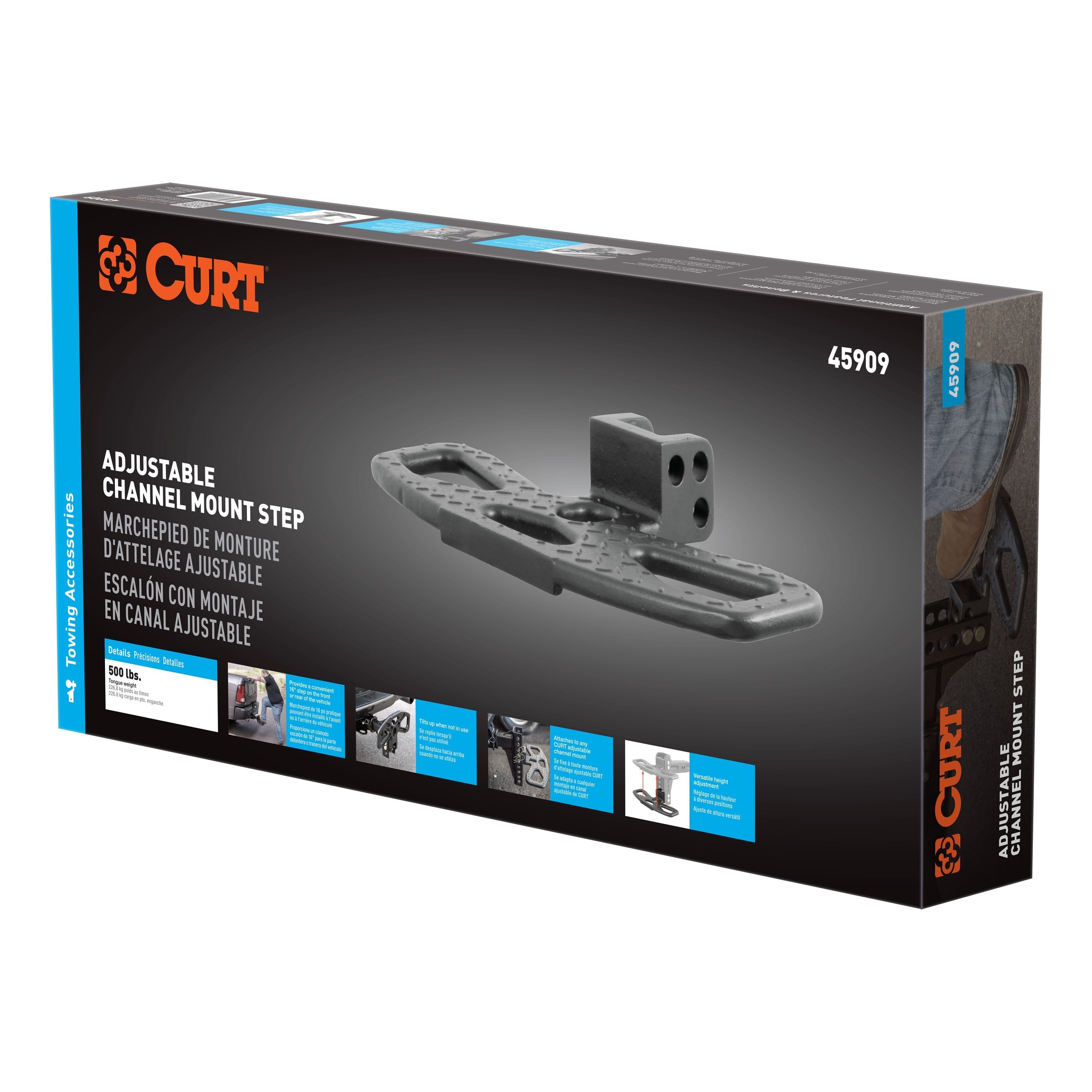 CURT Folding Hitch Step for Adjustable Channel Mount Model 45909