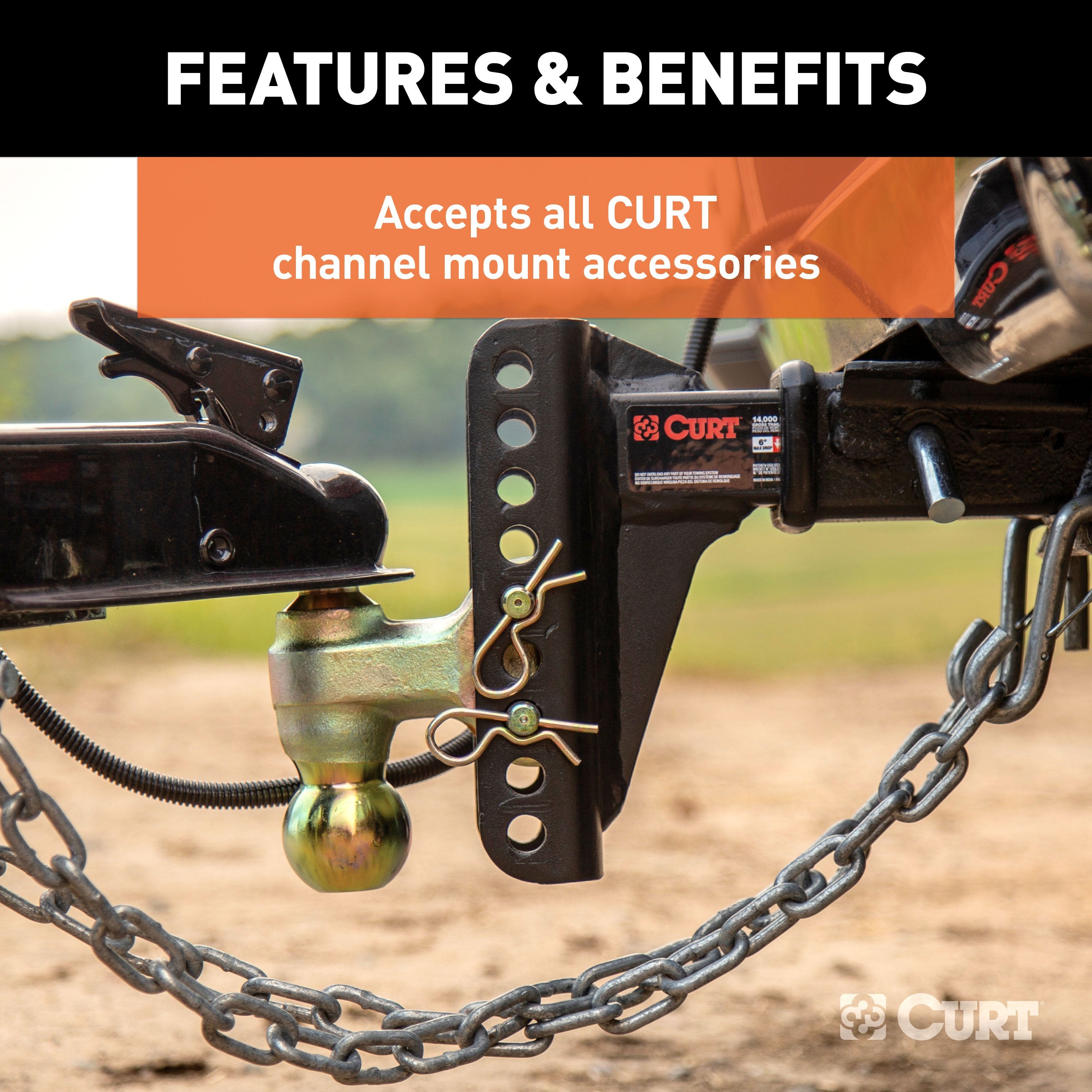 CURT Replacement Shank for Adjustable Trailer Hitch Ball Mount #45900 or #45907, Fits 2-Inch Receiver Model 45910