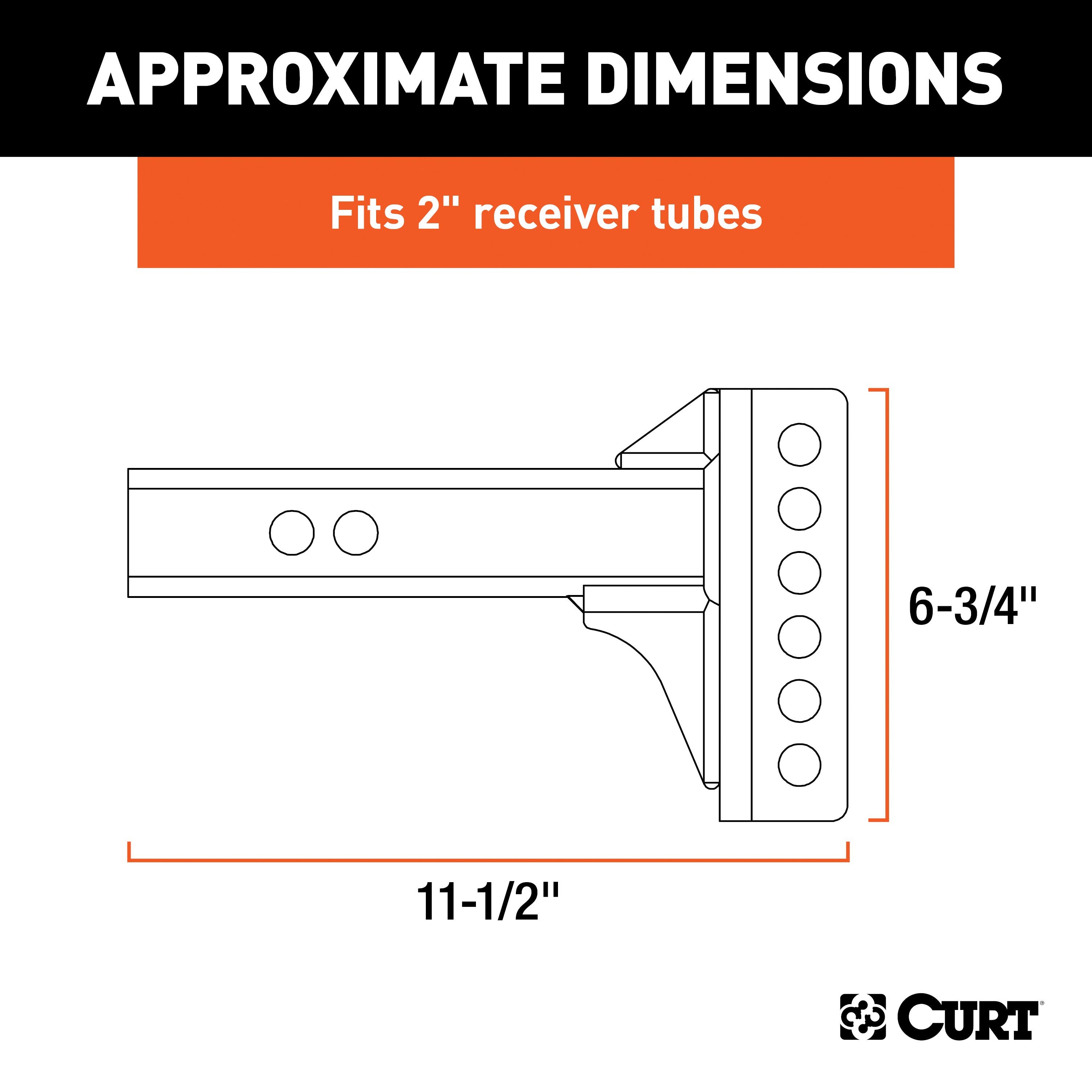 CURT Replacement Shank for Adjustable Trailer Hitch Ball Mount #45901, Fits 2-Inch Receiver Model 45911