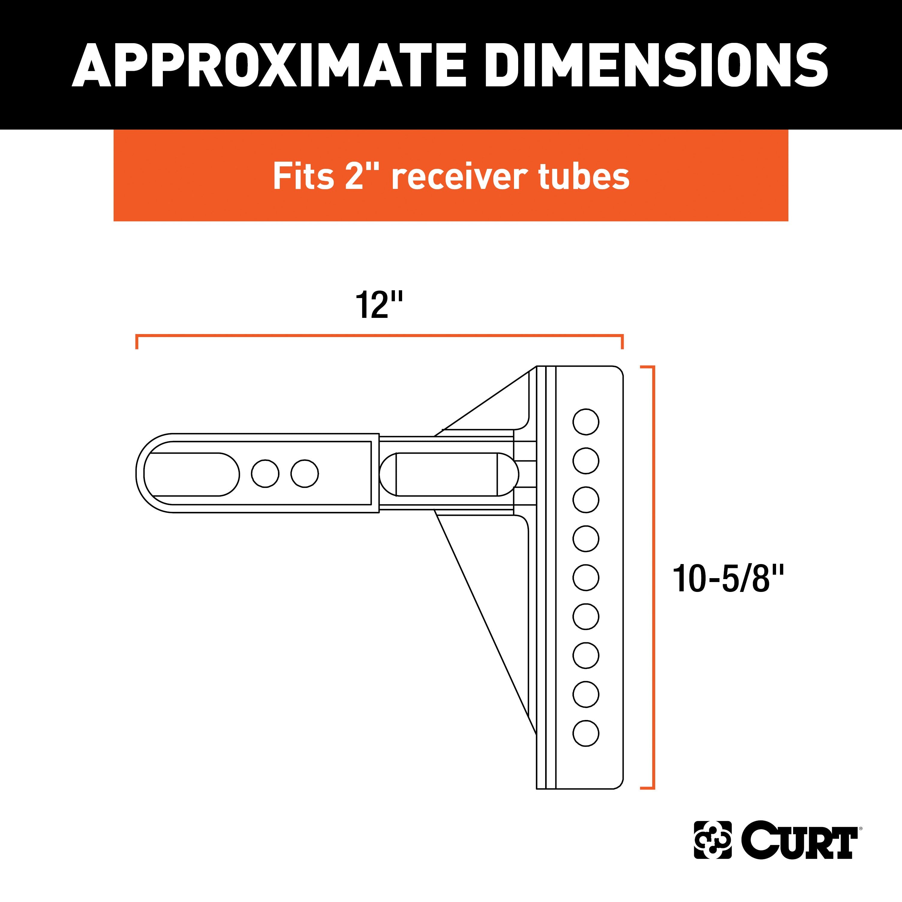CURT Replacement Shank for Adjustable Trailer Hitch Ball Mount #45902 or #45908, Fits 2-1/2-Inch Receiver Model 45917