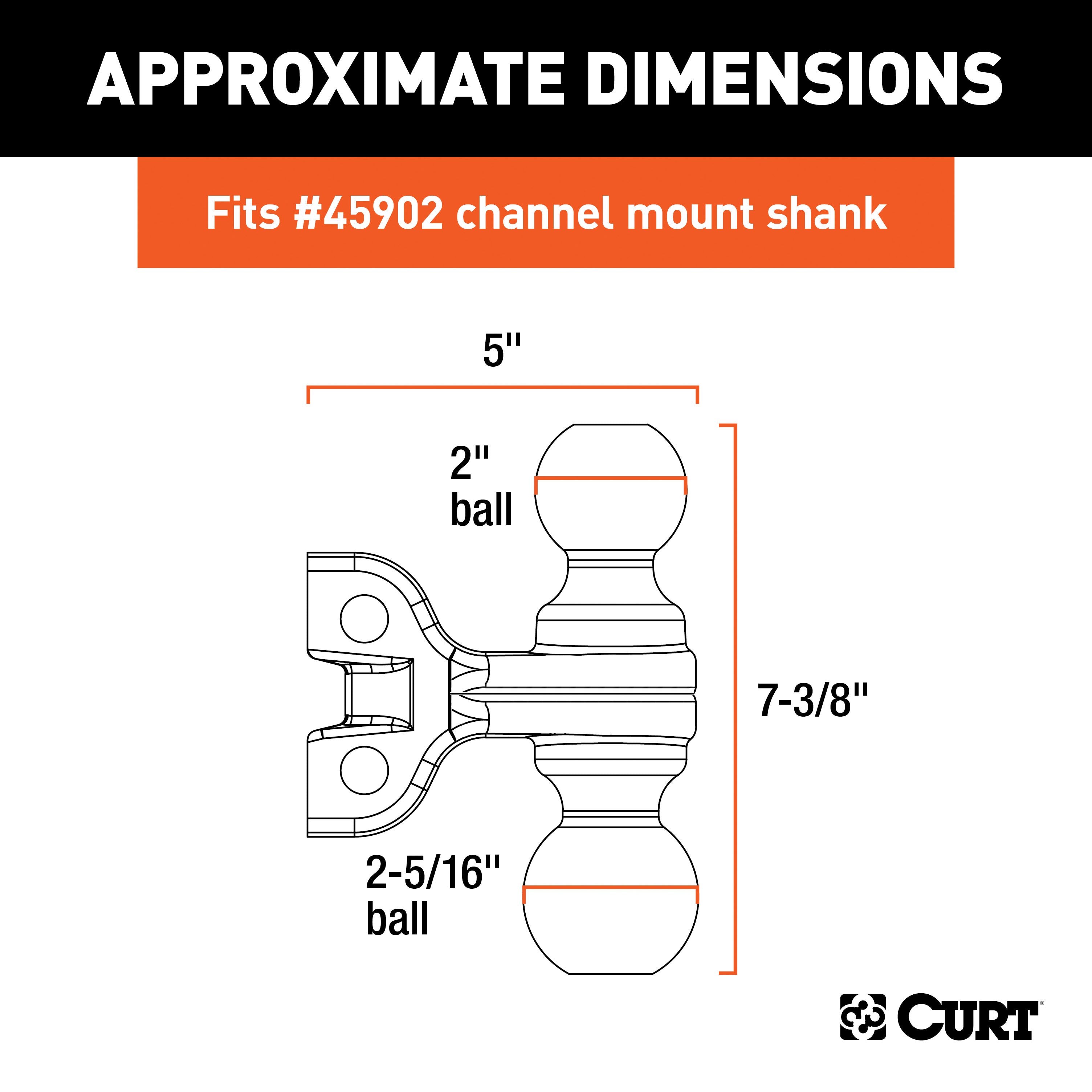 CURT Replacement Dual-Ball for Adjustable Trailer Hitch Ball Mount #45902 or #45927 Model 45923