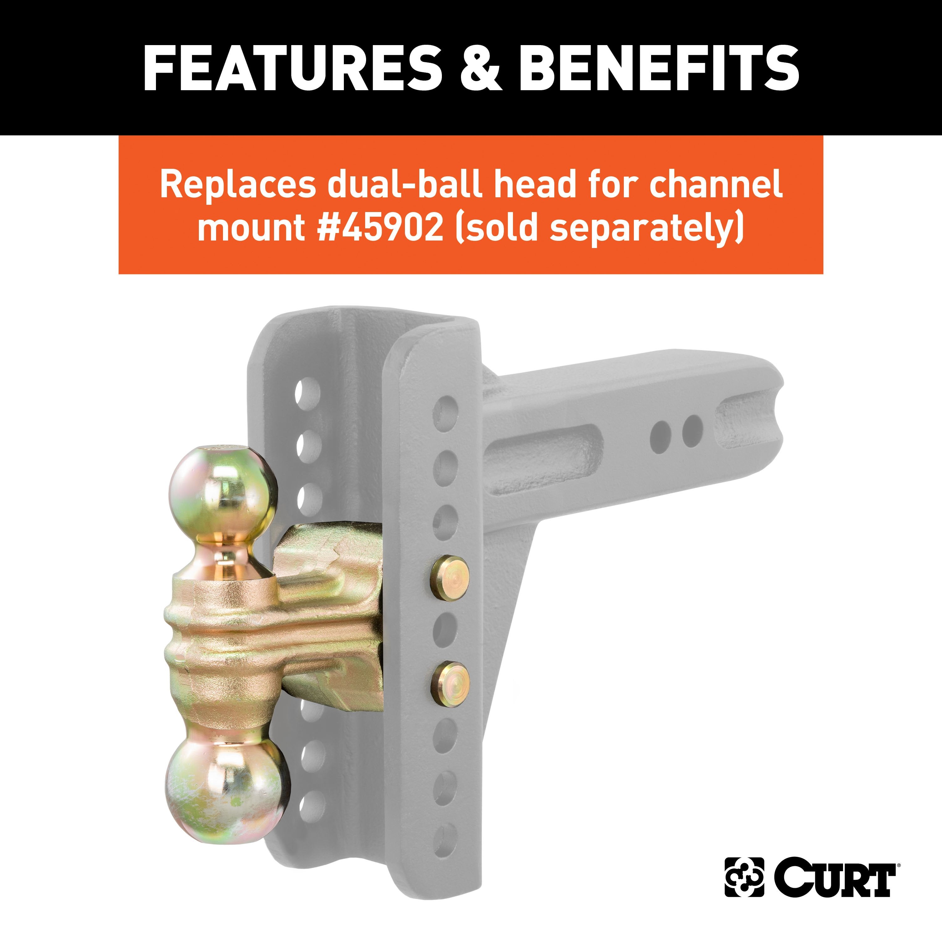 CURT Replacement Dual-Ball for Adjustable Trailer Hitch Ball Mount #45902 or #45927 Model 45923