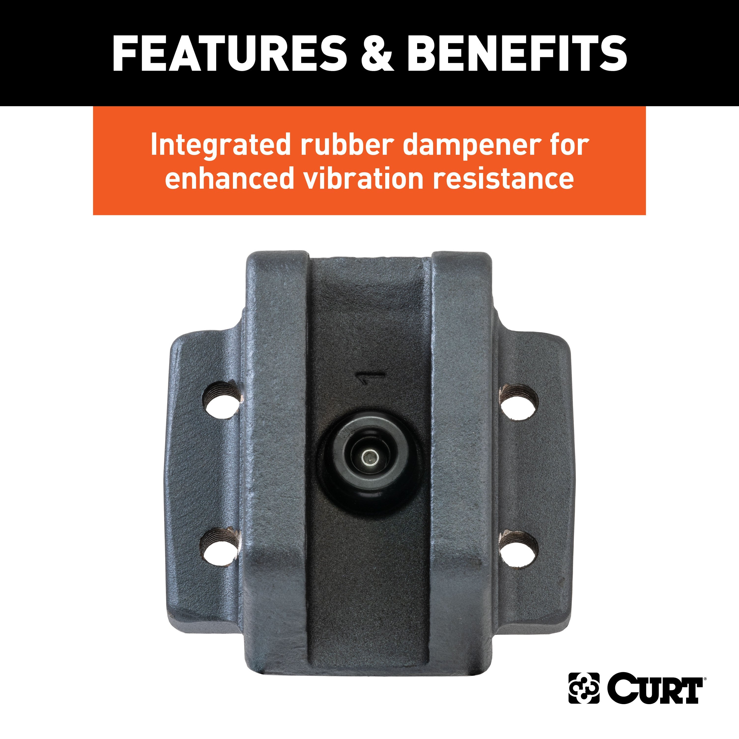 CURT Rebellion XD Adjustable Cushion Hitch Pintle Mount Plate Attachment, Shank Required Model 45950