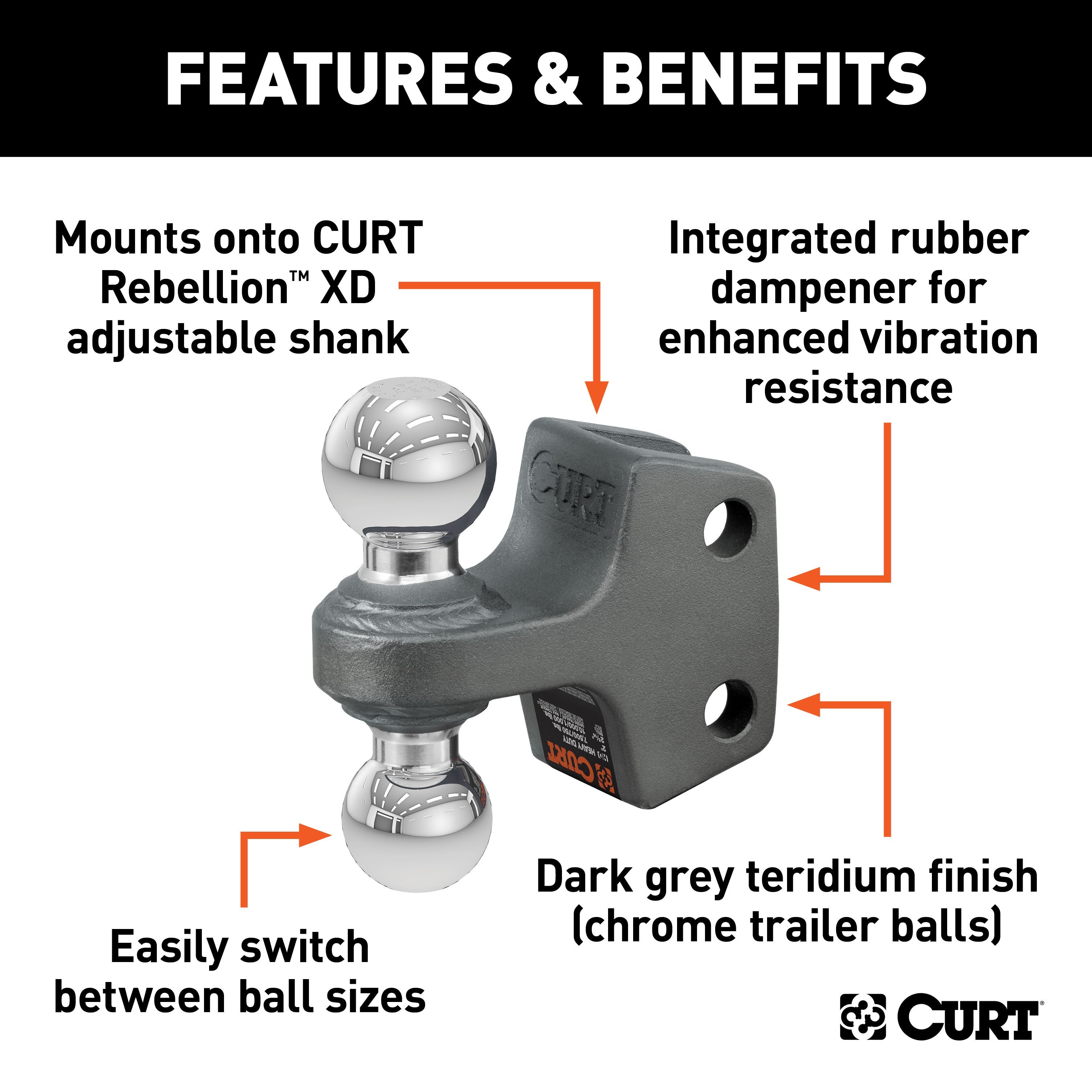 CURT Replacement Rebellion XD Dual Ball, 2, 2-5/16-Inch, Up to 15K Model 45952