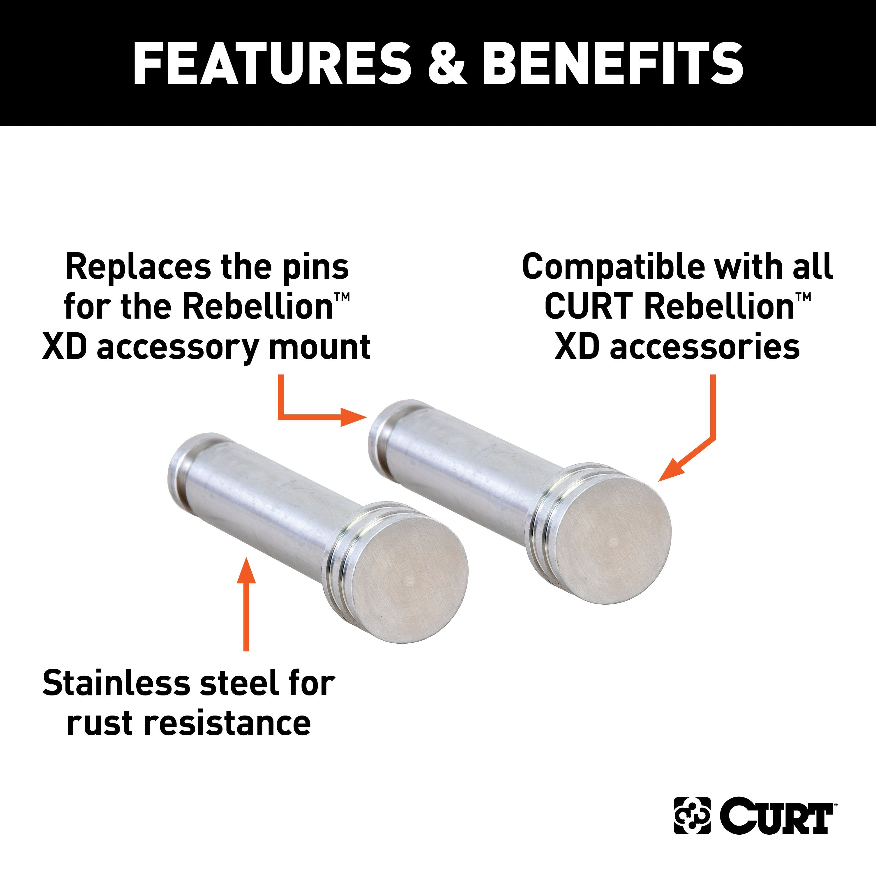 CURT Replacement Rebellion XD Accessory Mount Pins Model 45959