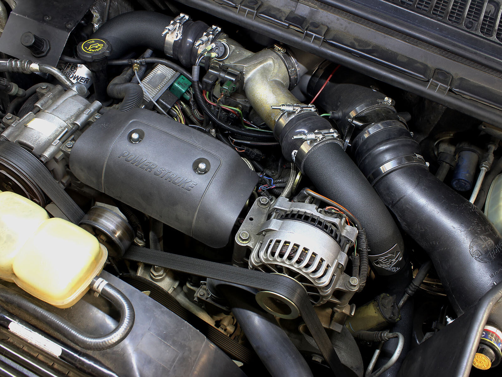 BladeRunner 3 Inch Aluminum Hot and Cold Charge Pipe Kit Black Ford Diesel Trucks 99-03 V8-7.3L (td) aFe Power