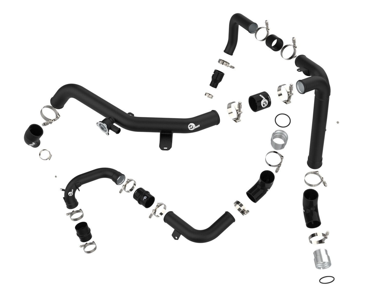 BladeRunner 2-1/4 Inch & 2-3/4 Inch Aluminum Hot and Cold Charge Pipe Kit Black Ford Bronco 21-26 V6-2.7L (tt) aFe Power