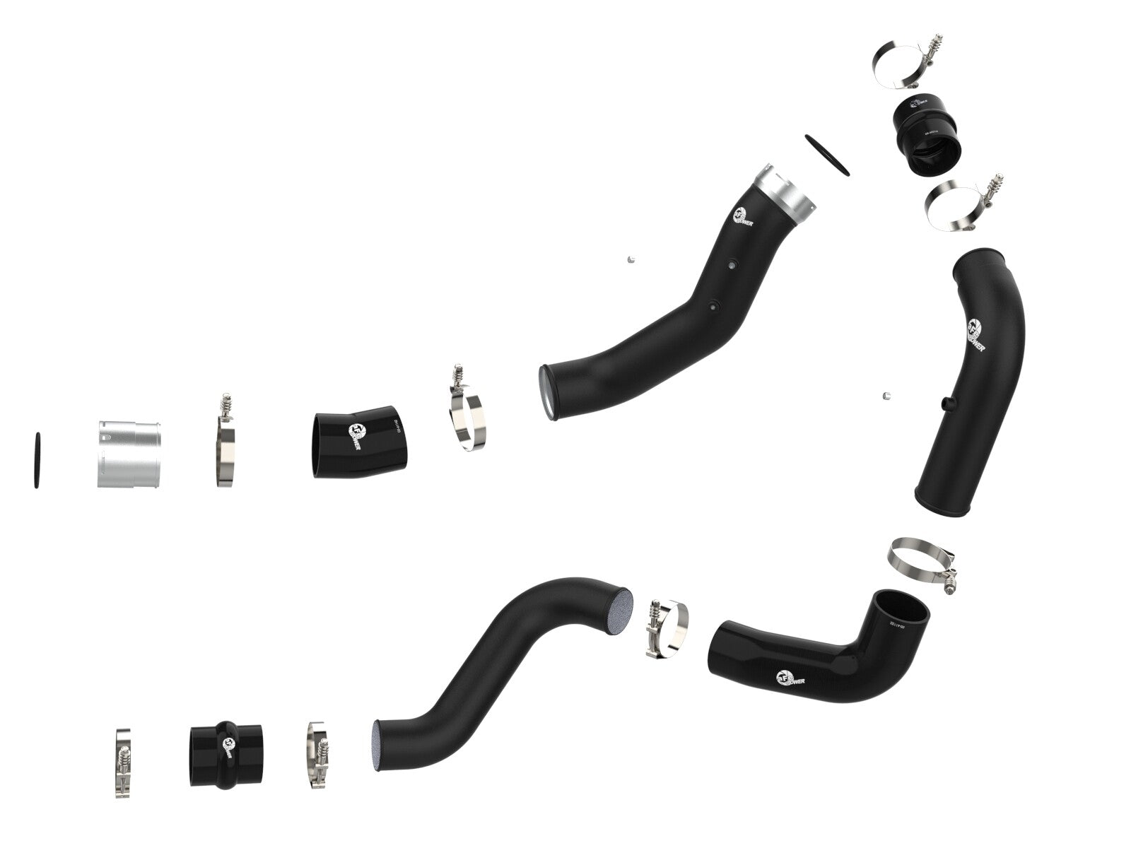 BladeRunner Aluminum Hot and Cold Charge Pipe Kit Black GM Diesel Trucks 24-26 V8-6.6L (td) L5P aFe Power