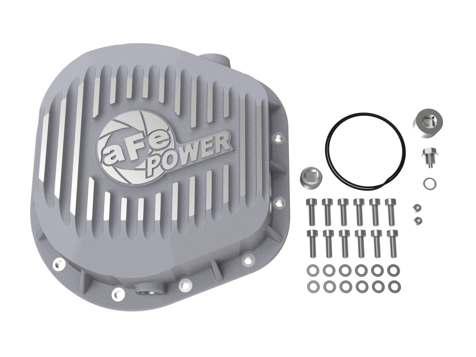 Street Series Rear Differential Cover Raw w/ Machined Fins Ford F-250/F-350/Excursion 86-26 V8 (td) (10.25/10.50-12) aFe Power
