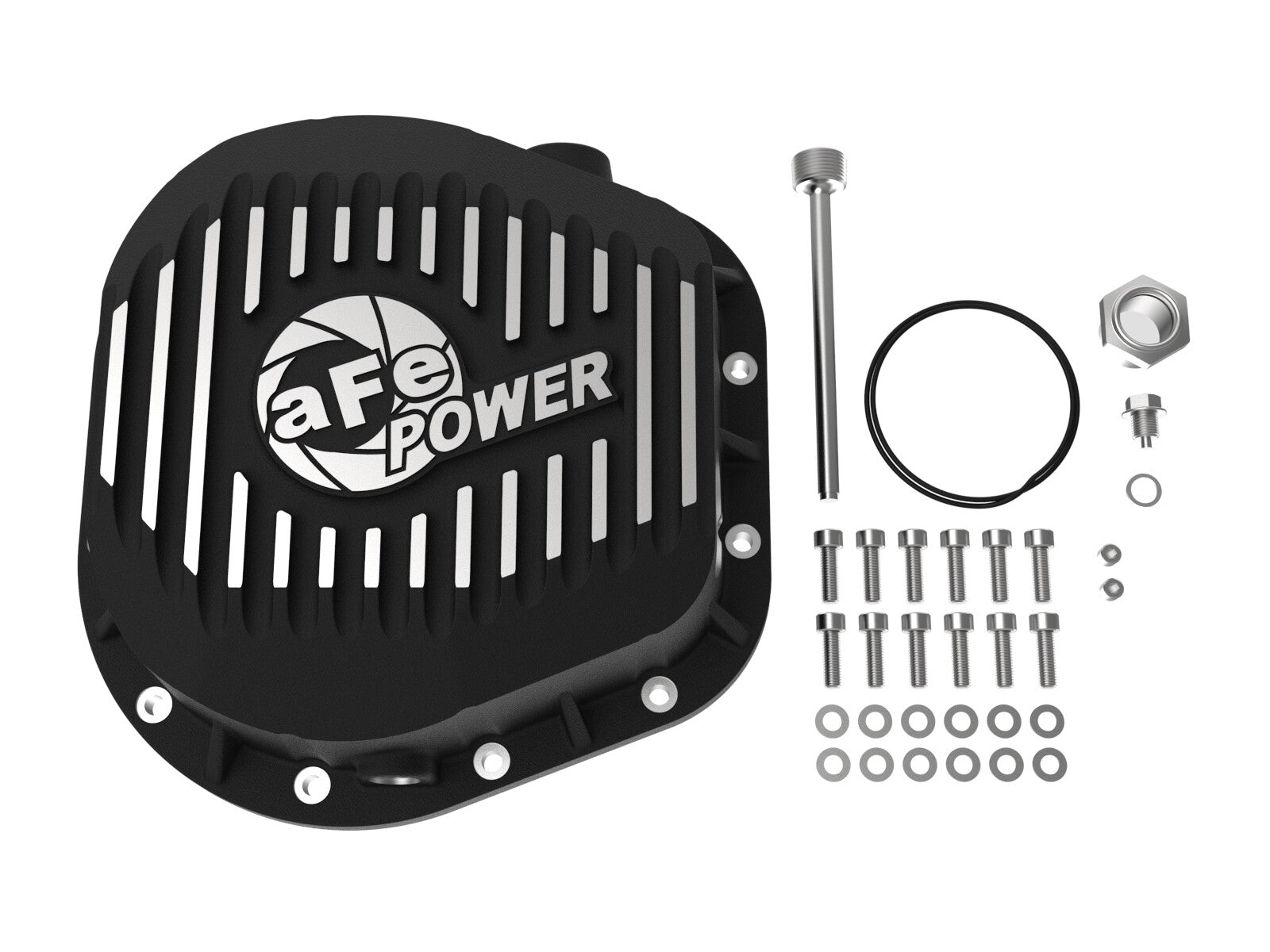 Pro Series Differential Cover Black w/ Machined Fins Ford F-250/F-350/Excursion 86-26 V8 (td) (10.25/10.50-12) aFe Power