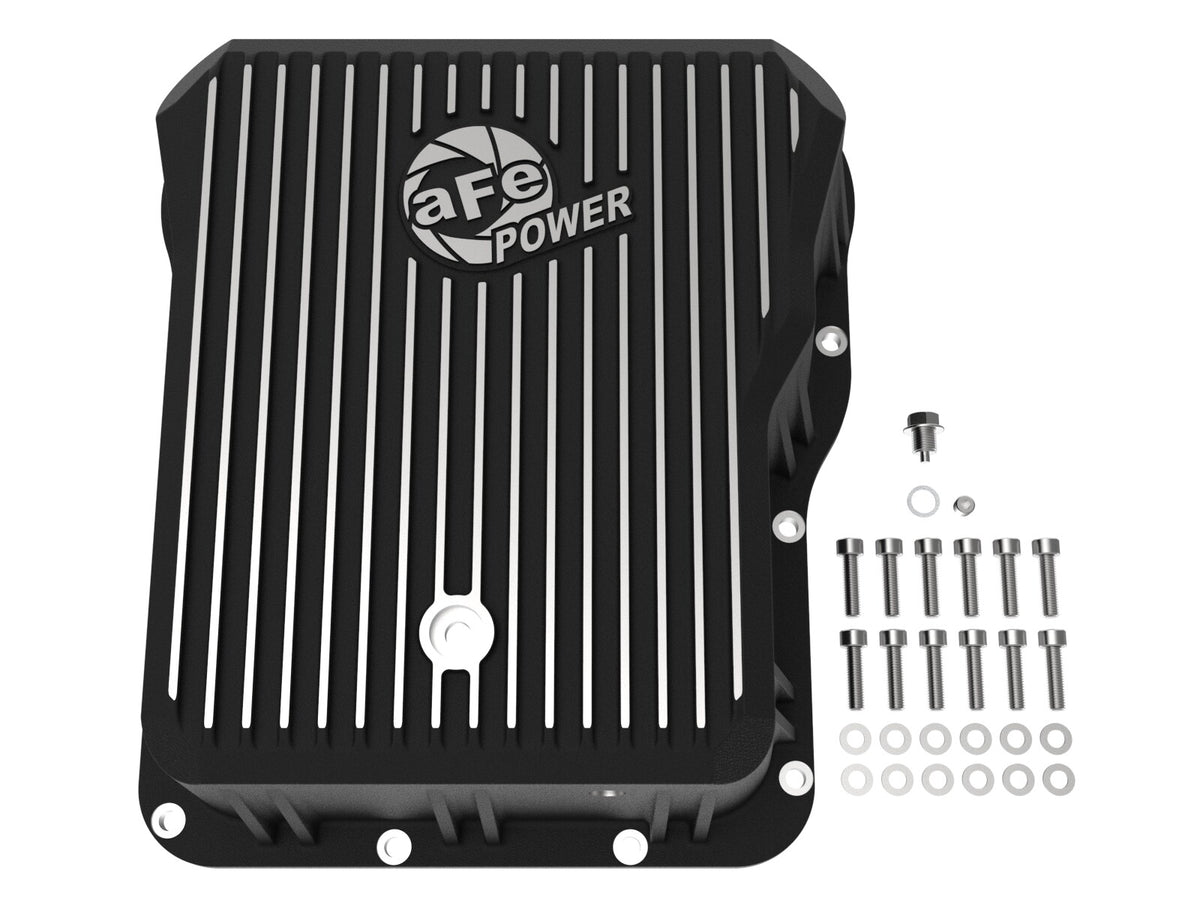 Pro Series Transmission Pan Black w/ Machined Fins GM Diesel Trucks 01-19 V8-6.6L (td) LB7/Lly/Lbz/Lmm/Lml/L5P aFe Power