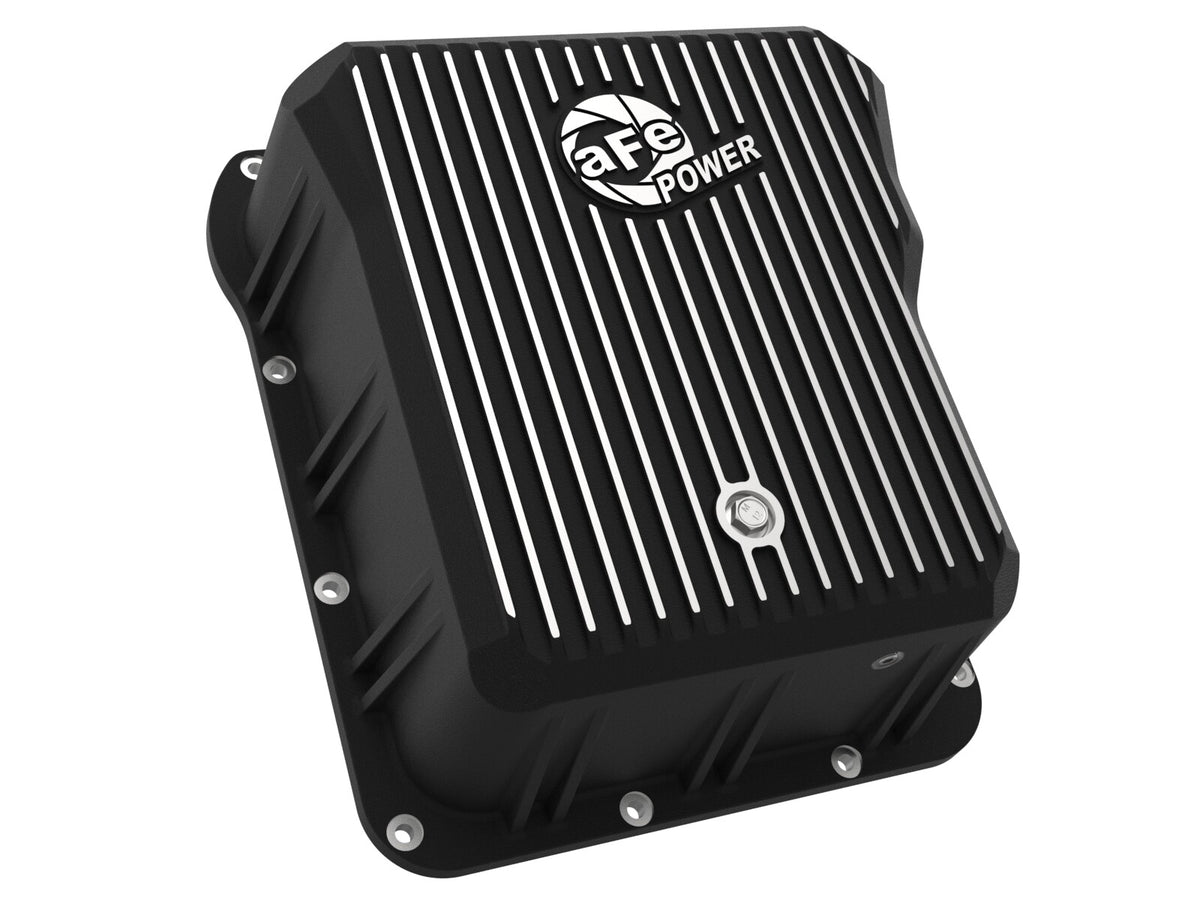 Pro Series Transmission Pan Black w/ Machined Fins GM Diesel Trucks 01-19 V8-6.6L (td) LB7/Lly/Lbz/Lmm/Lml/L5P aFe Power