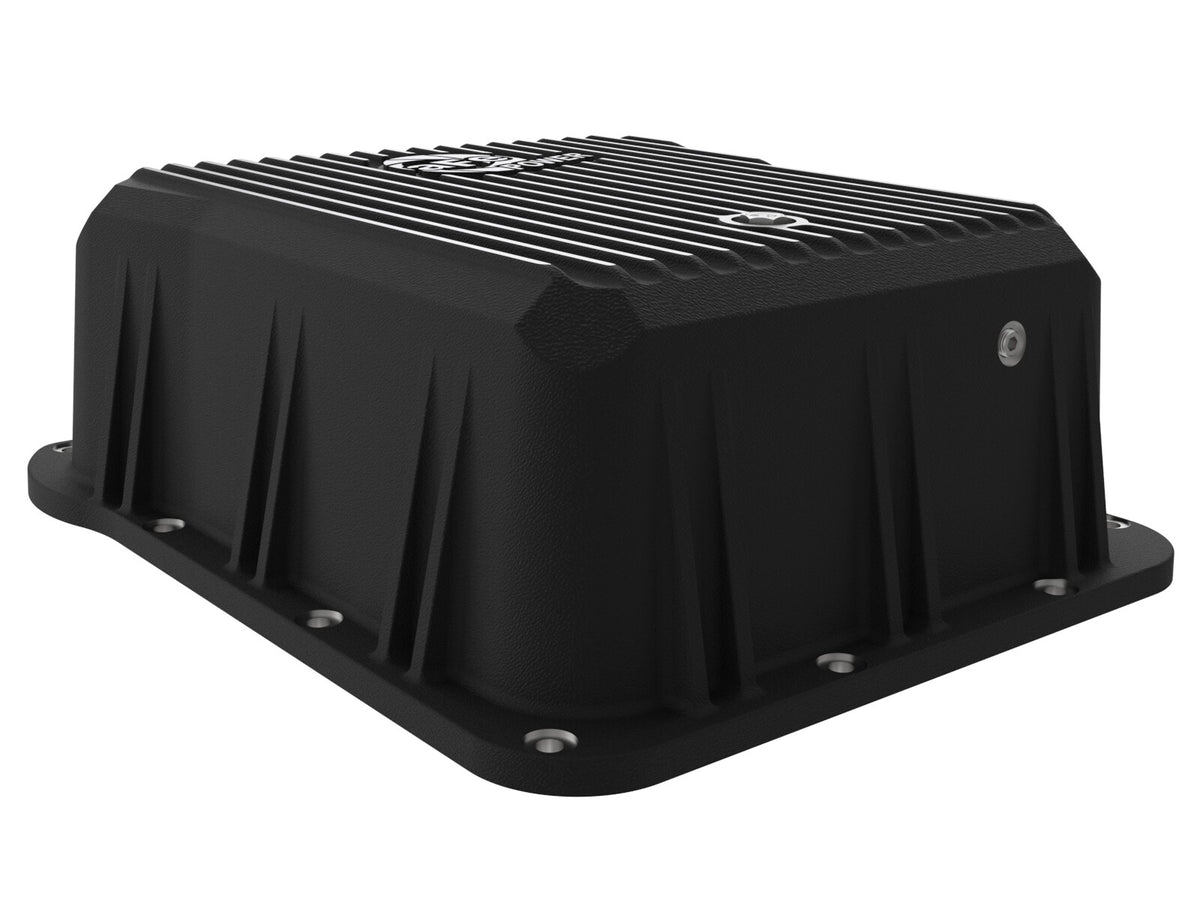 Pro Series Transmission Pan Black w/ Machined Fins GM Diesel Trucks 01-19 V8-6.6L (td) LB7/Lly/Lbz/Lmm/Lml/L5P aFe Power
