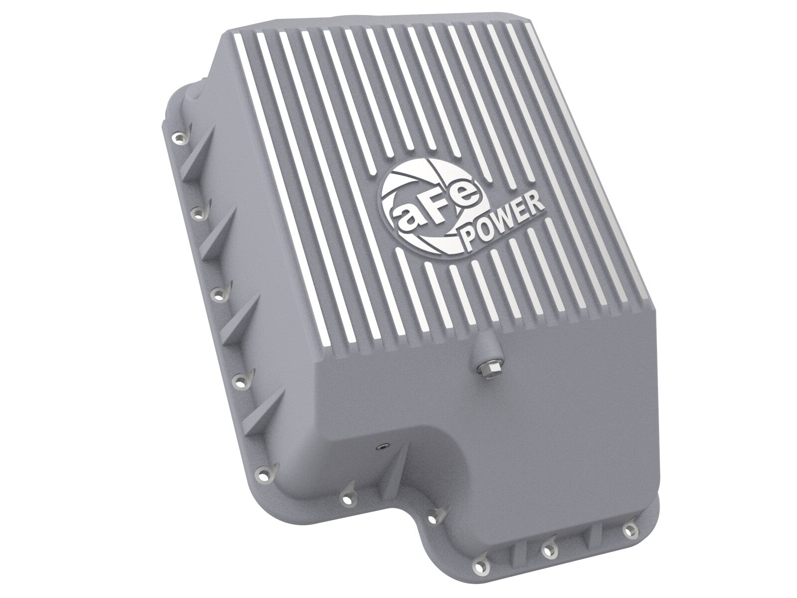 Street Series Transmission Pan Black w/ Machined Fins Ford Diesel Trucks 94-10 V8-7.3L/6.0L/6.4L (td) aFe Power