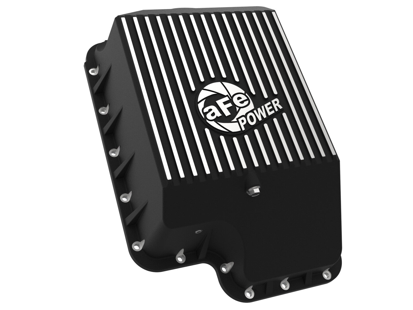 Pro Series Transmission Pan Black w/ Machined Fins Ford Diesel Trucks 94-10 V8-7.3L/6.0L/6.4L (td) aFe Power