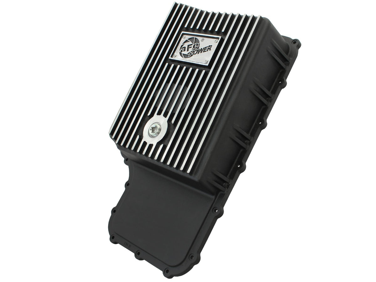 Pro Series Transmission Pan Black w/ Machined Fins Ford Super Duty Trucks 11-21 (6R140 Transmission) aFe Power