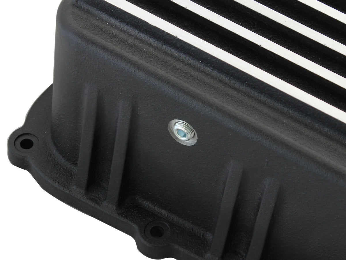 Pro Series Transmission Pan Black w/ Machined Fins Ford Super Duty Trucks 11-21 (6R140 Transmission) aFe Power