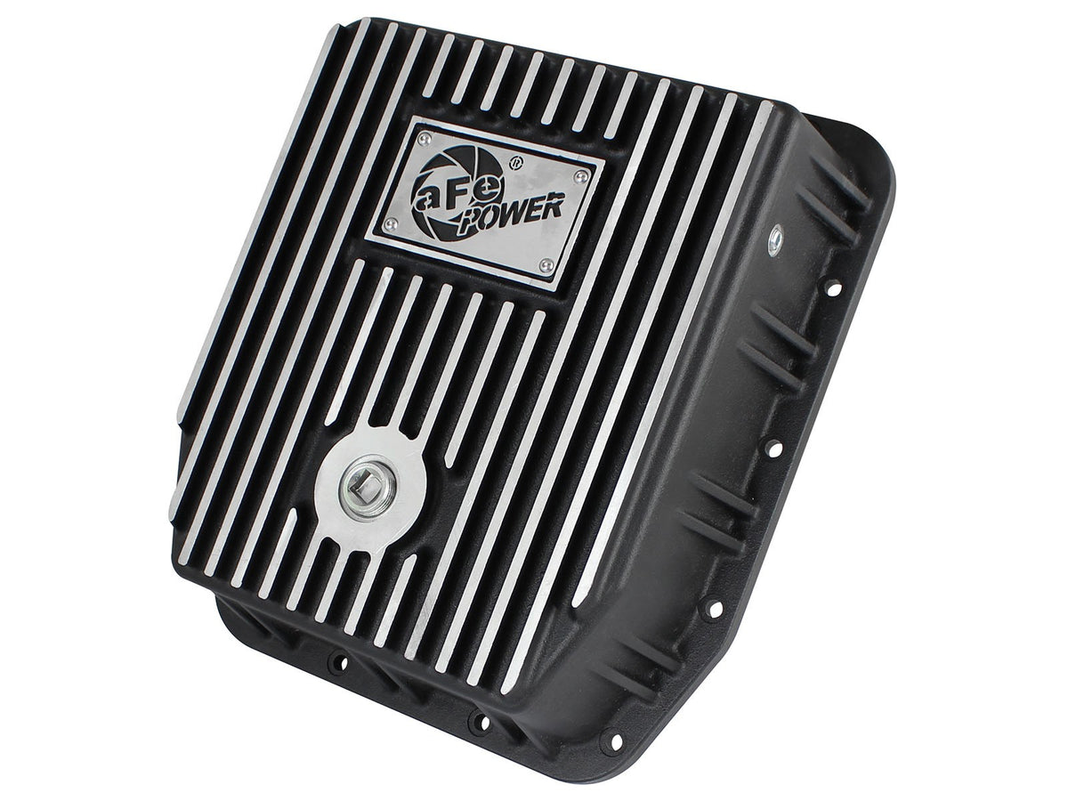 Pro Series Transmission Pan Black w/ Machined Fins Ford Trucks 93-08 aFe Power