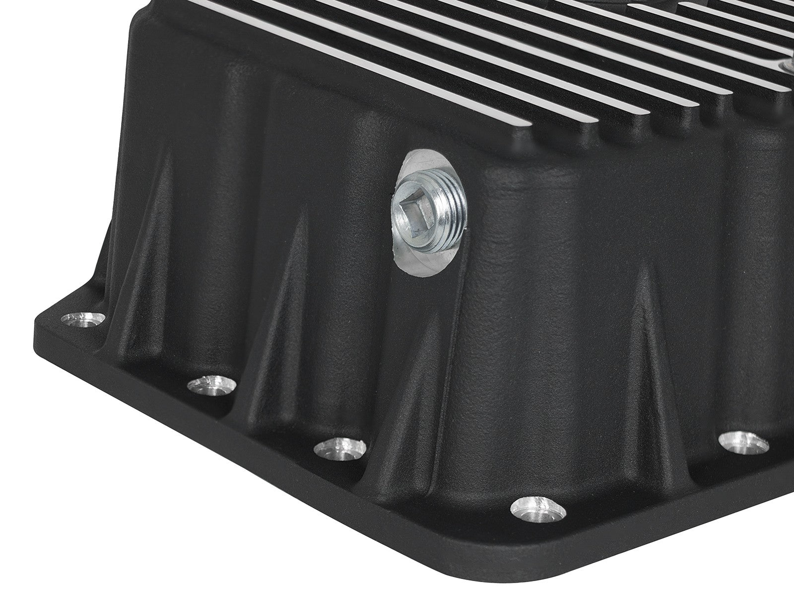 Pro Series Engine Oil Pan Black w/ Machined Fins Ford Diesel Trucks 11-26 V8-6.7L (td) aFe Power