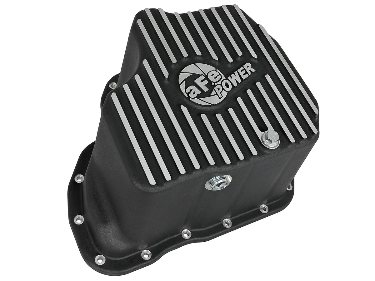 Pro Series Engine Oil Pan Black w/ Machined Fins GM Diesel Trucks 01-10 V8-6.6L (td) LB7/Lly/Lbz/Lmm 12 aFe Power