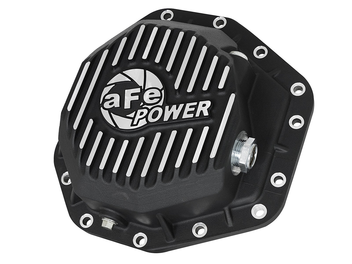 Pro Series Rear Differential Cover Black w/ Machined Fins Ford Diesel Trucks 17-23 V8-6.7L (td) (Dana M275-14) aFe Power