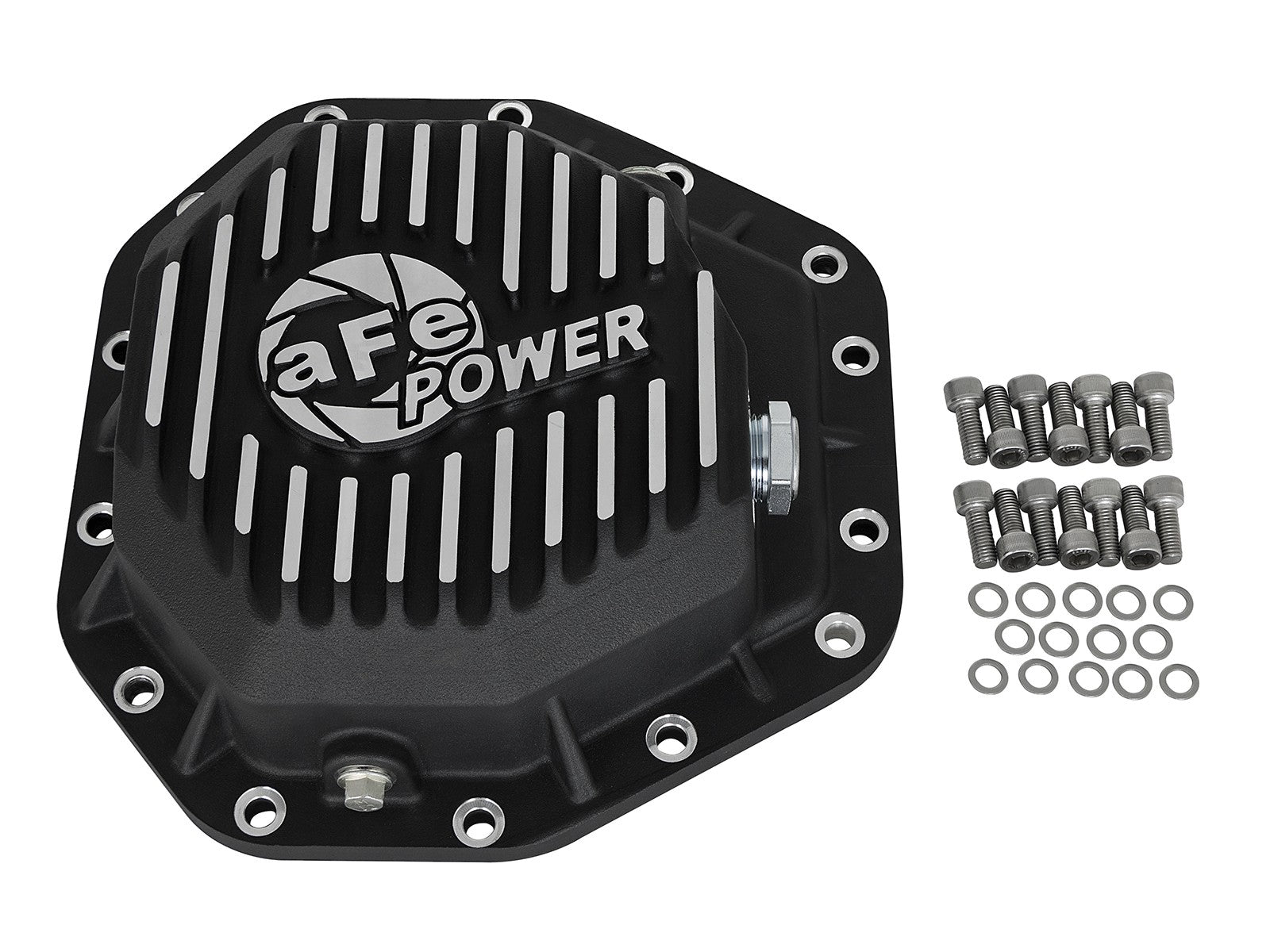 Pro Series Rear Differential Cover Black w/ Machined Fins Ford Diesel Trucks 17-23 V8-6.7L (td) (Dana M275-14) aFe Power