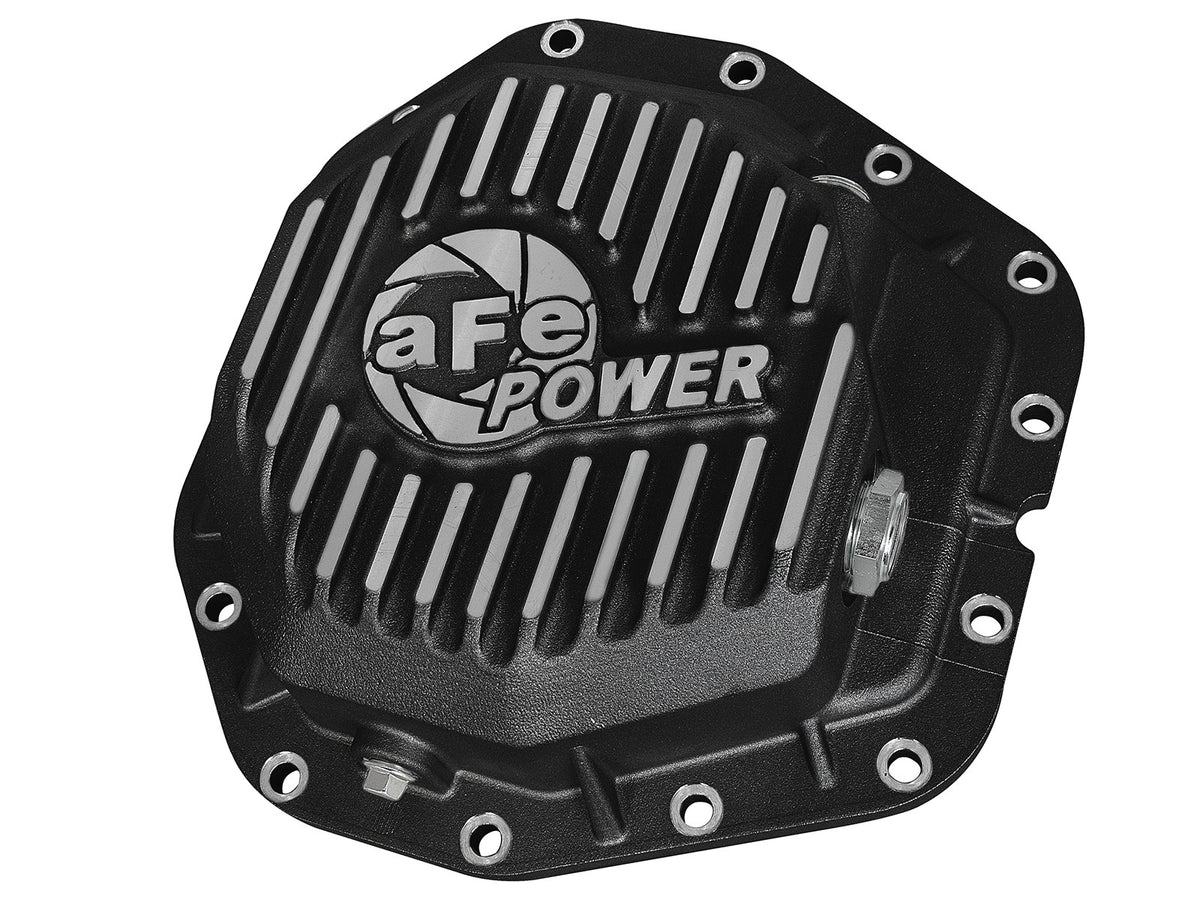 Pro Series Rear Differential Cover Black w/ Machined Fins Ford Diesel Trucks 17-23 V8-6.7L (td) (Dana M300-14) aFe Power