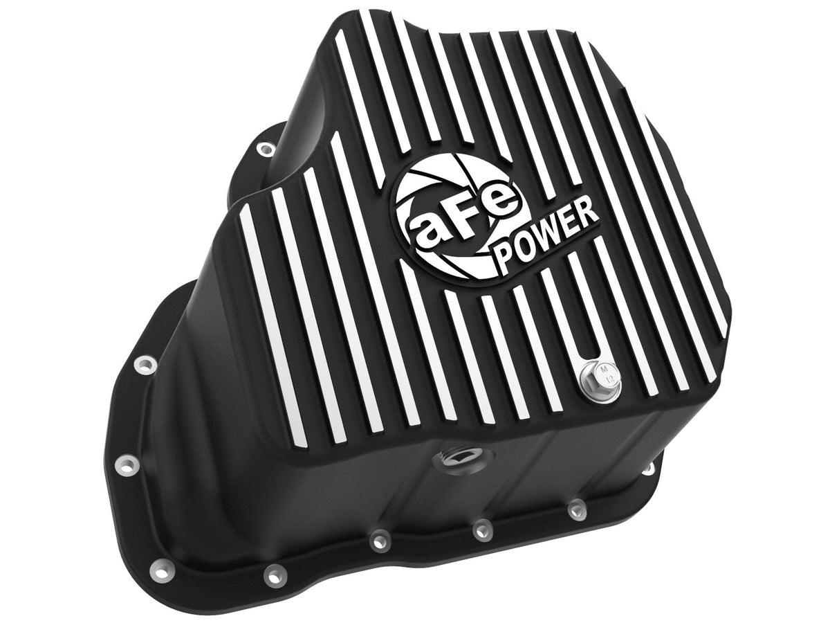 Pro Series Engine Oil Pan Black w/ Machined Fins GM Diesel Trucks 11-16 V8-6.6L (td) Lml 11 Quart Capacity aFe Power
