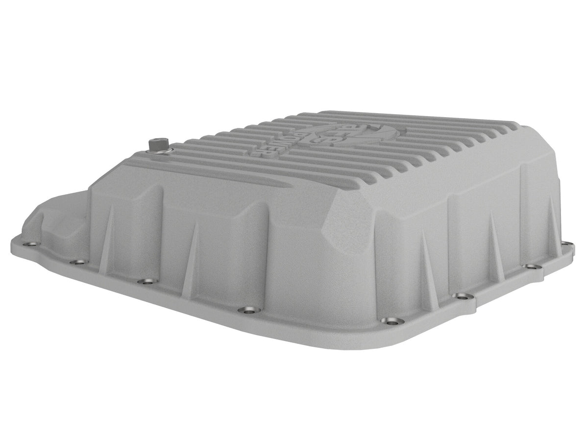 Street Series Transmission Pan Raw w/ Machined Fins Dodge Diesel Trucks 13-23 (68RFE) aFe Power
