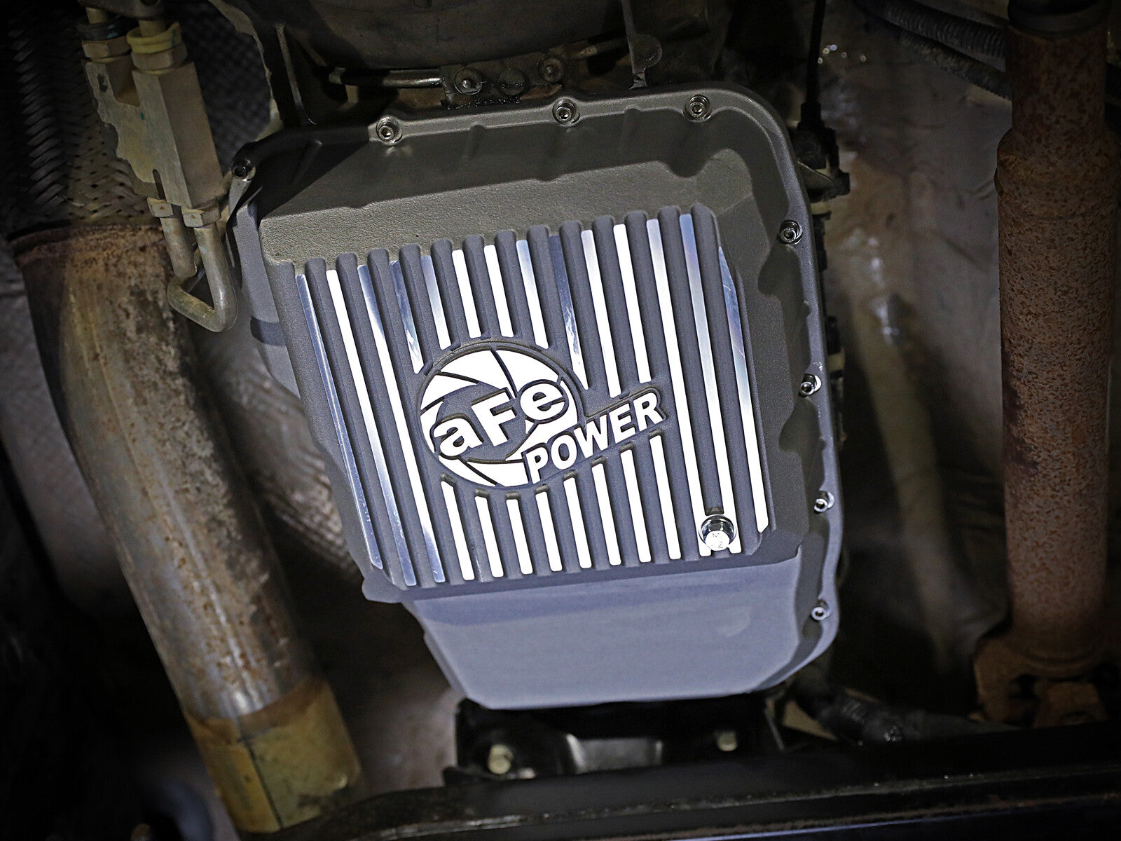Street Series Transmission Pan Raw w/ Machined Fins Dodge Diesel Trucks 13-23 (68RFE) aFe Power
